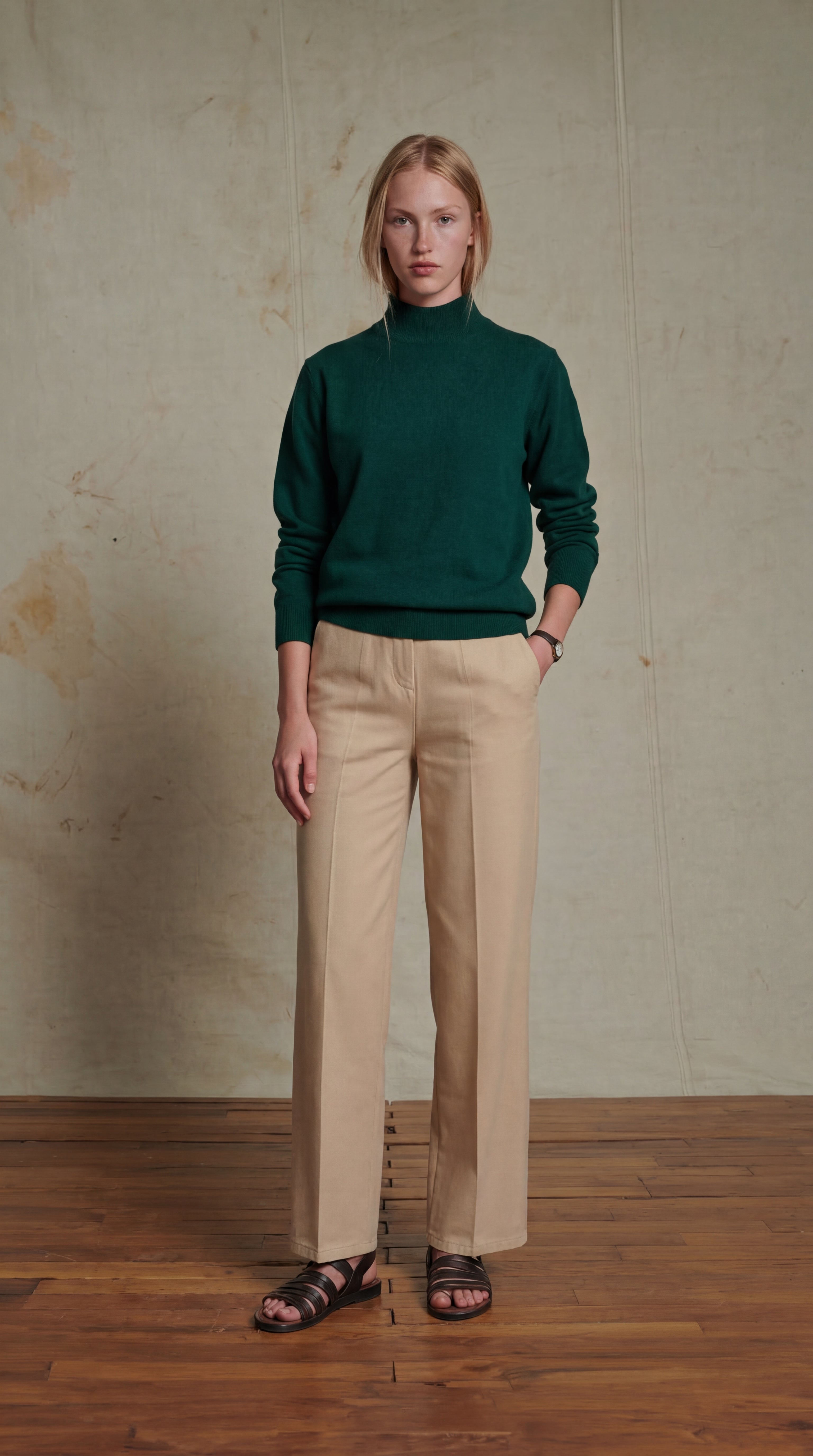 WOOL TURTLENECK UNISEX SWEATER GREEN