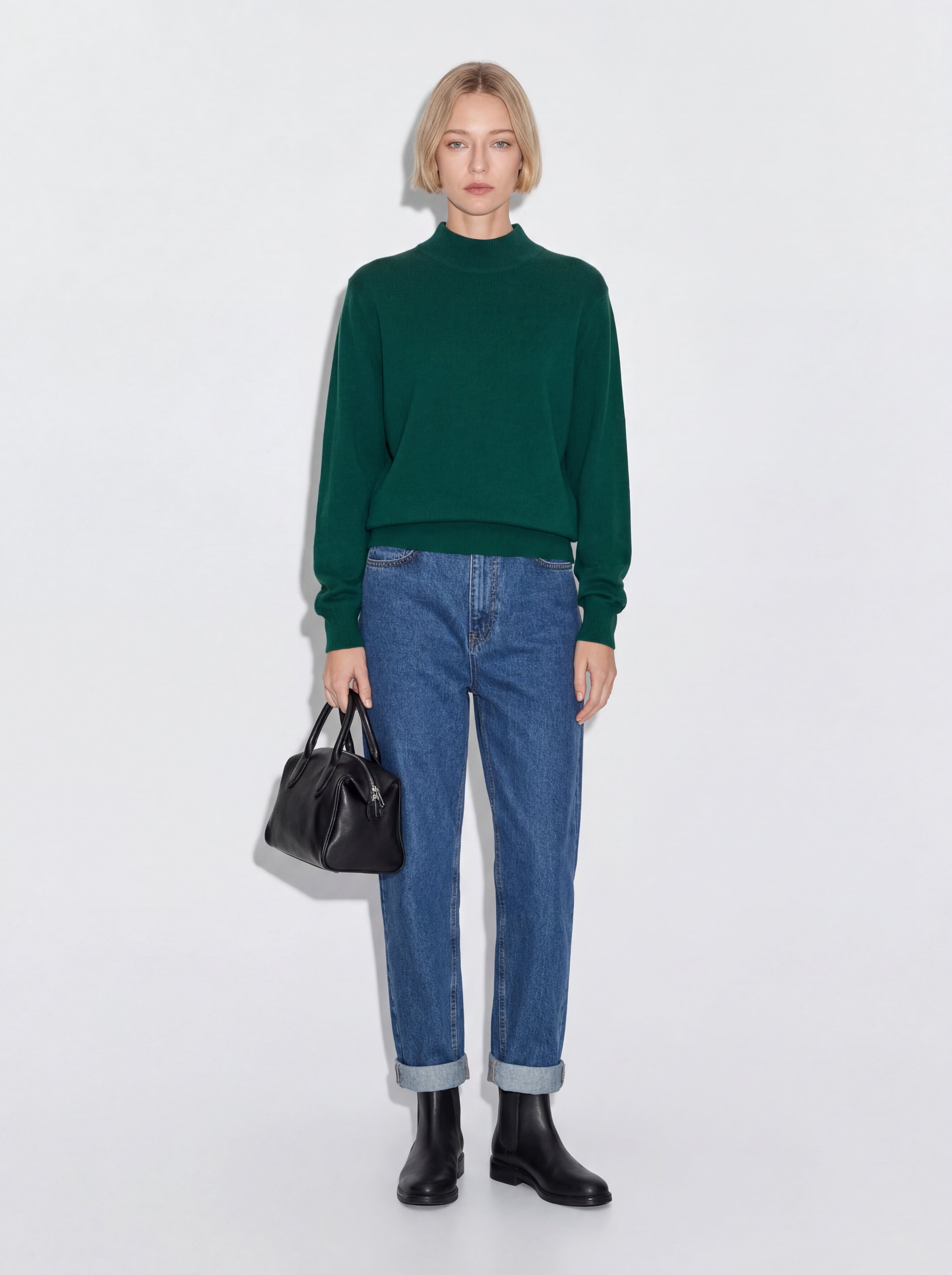 WOOL TURTLENECK UNISEX SWEATER GREEN