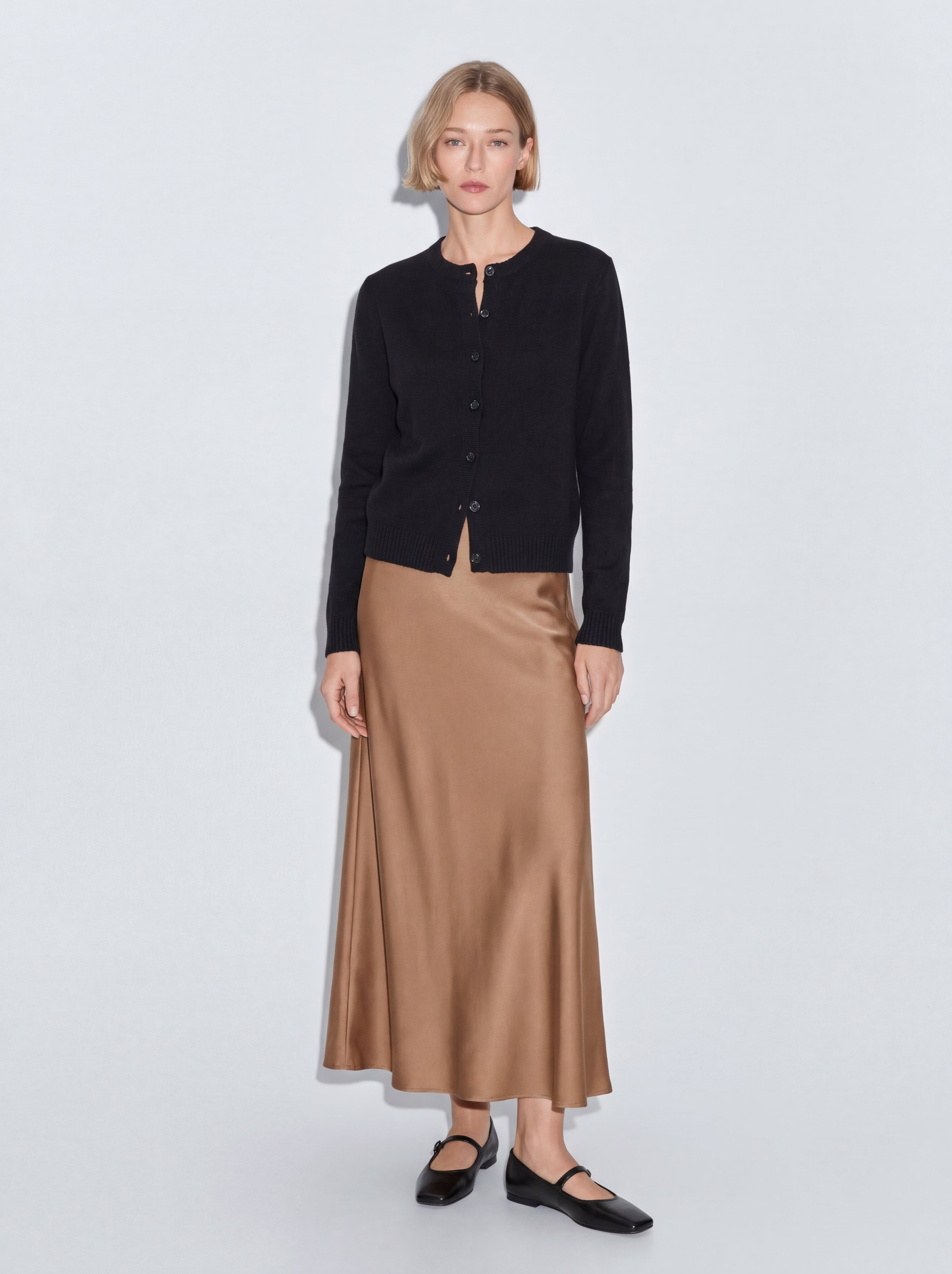 SATIN MIDI SKIRT MINK
