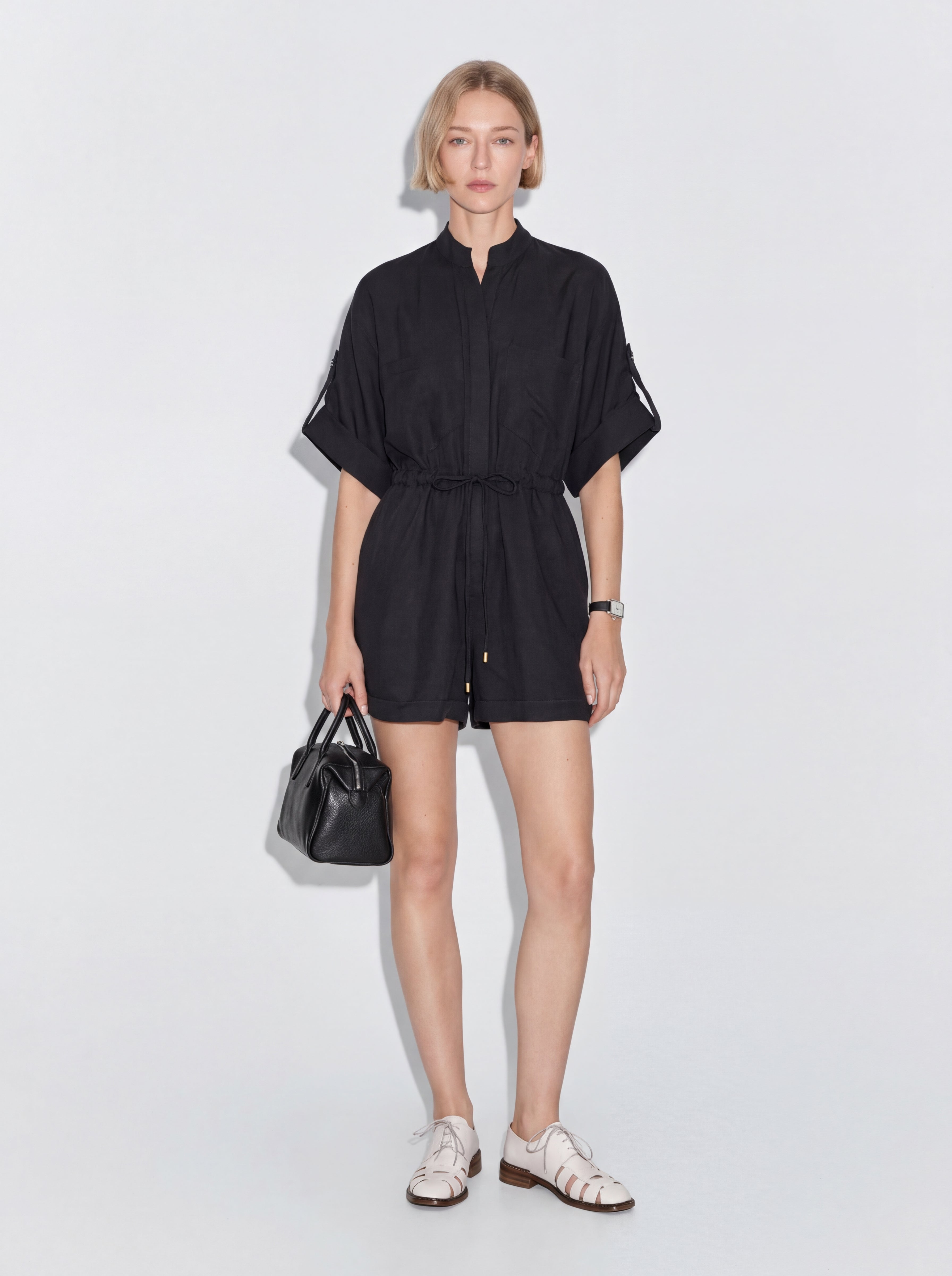 MODAL WAISTBANDED JUMPSUIT BLACK