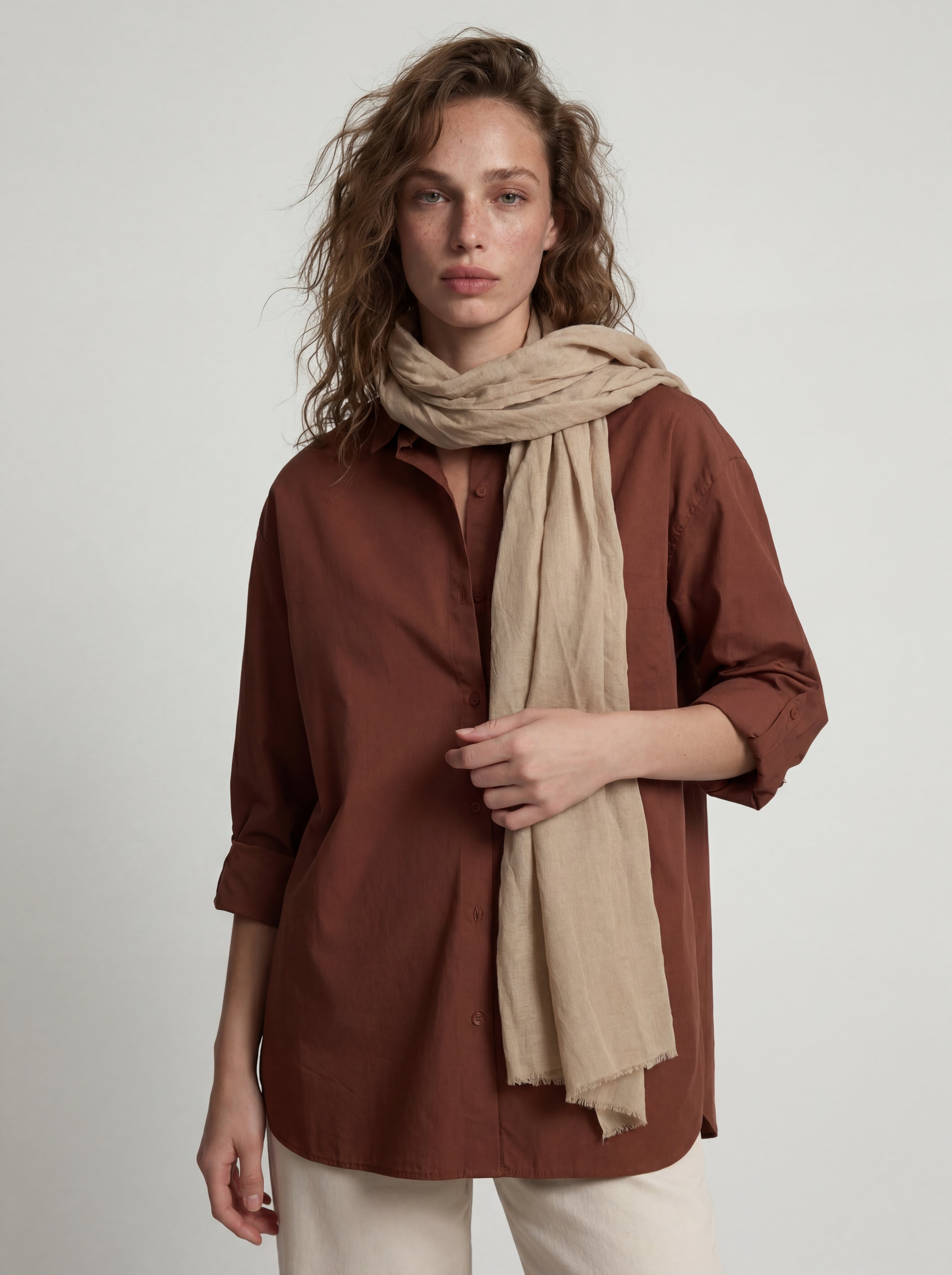SAND BEIGE ORGANIK PAMUK HANDMADE SAL