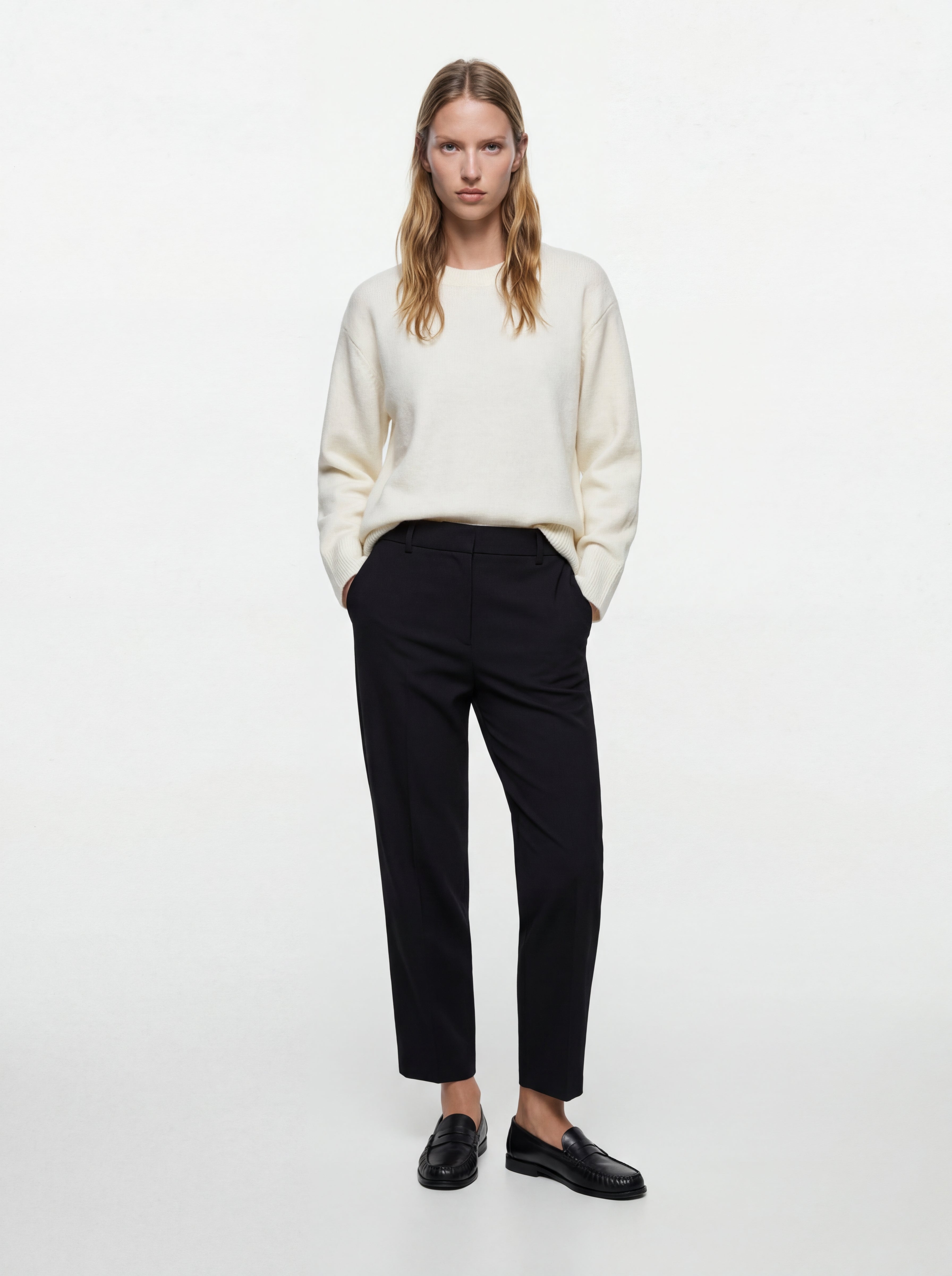 OVERSIZE CREW NECK SWEATER CREAM