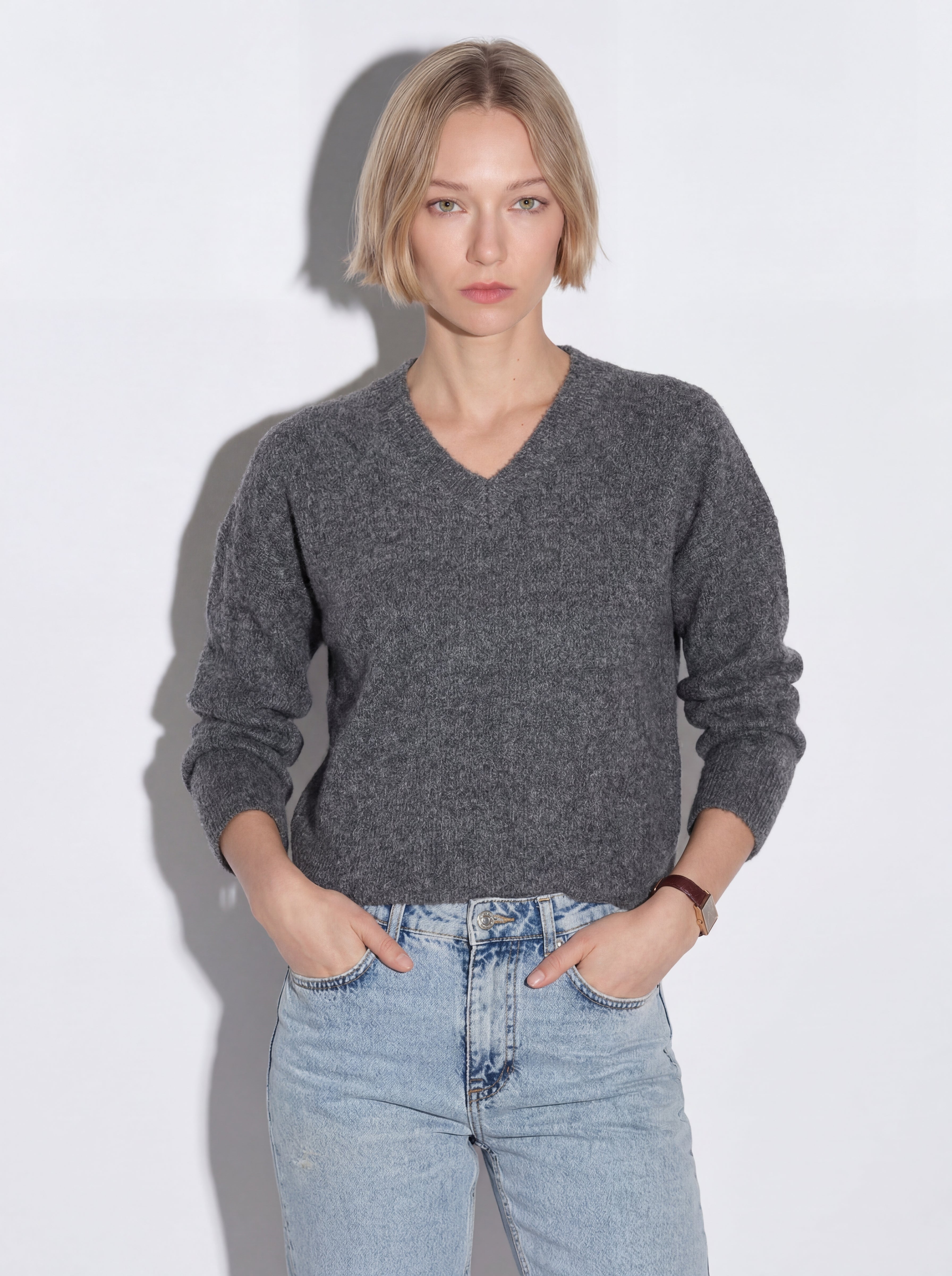 CREW NECK SOFT TEXTURED KNITWEAR CLARET RED