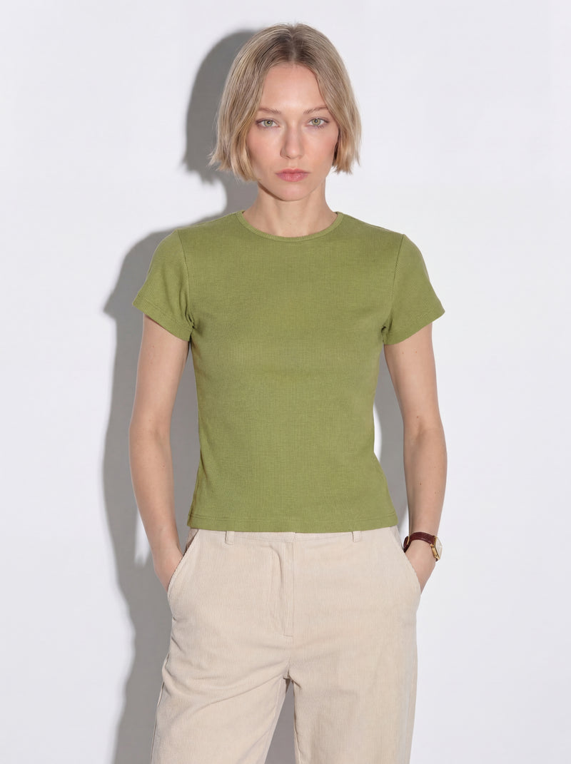 FITILLI KISA KOLLU PAMUK T-SHIRT OLIVE