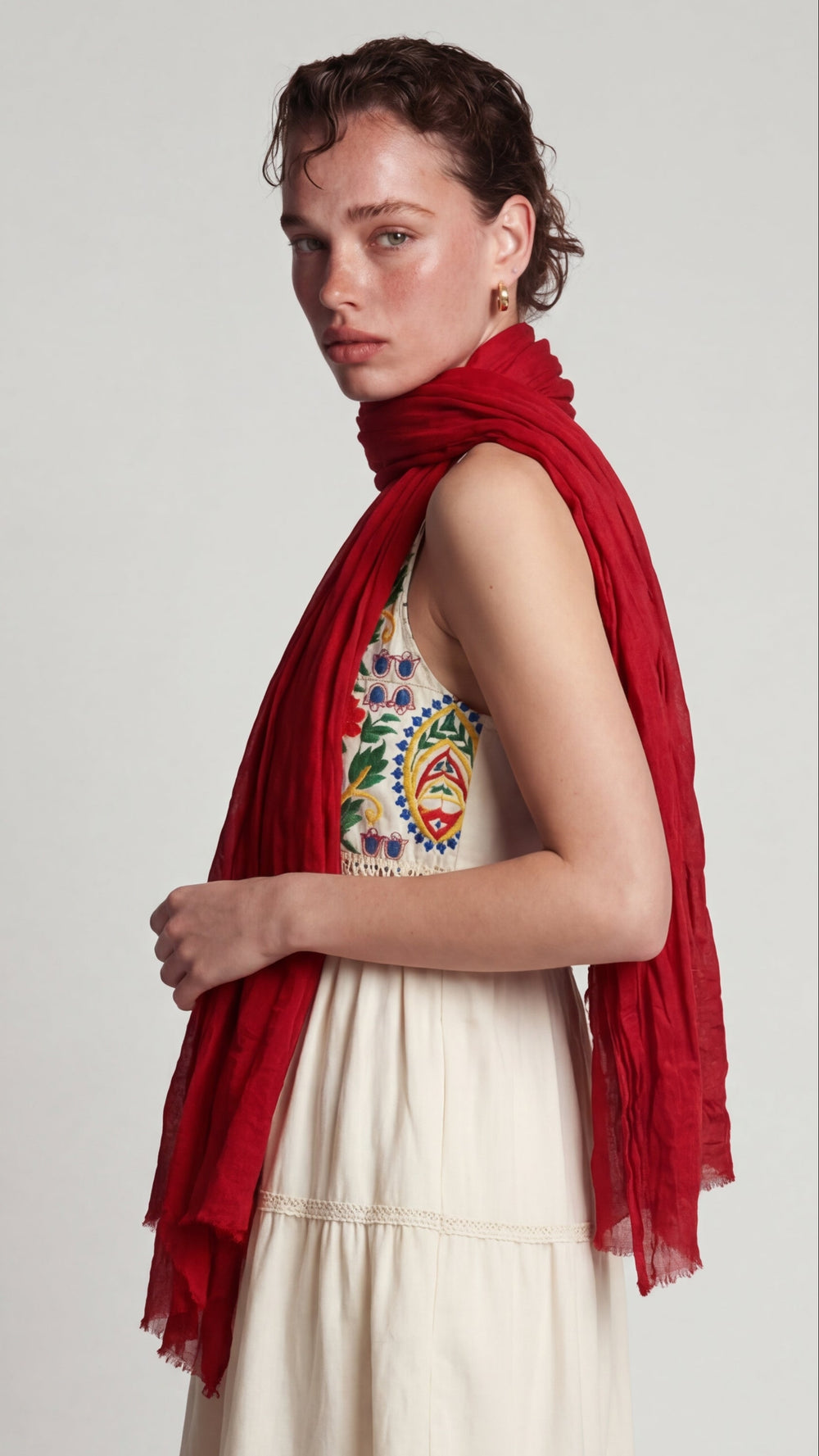CHRISTMAS RED ORGANIK PAMUK HANDMADE SAL