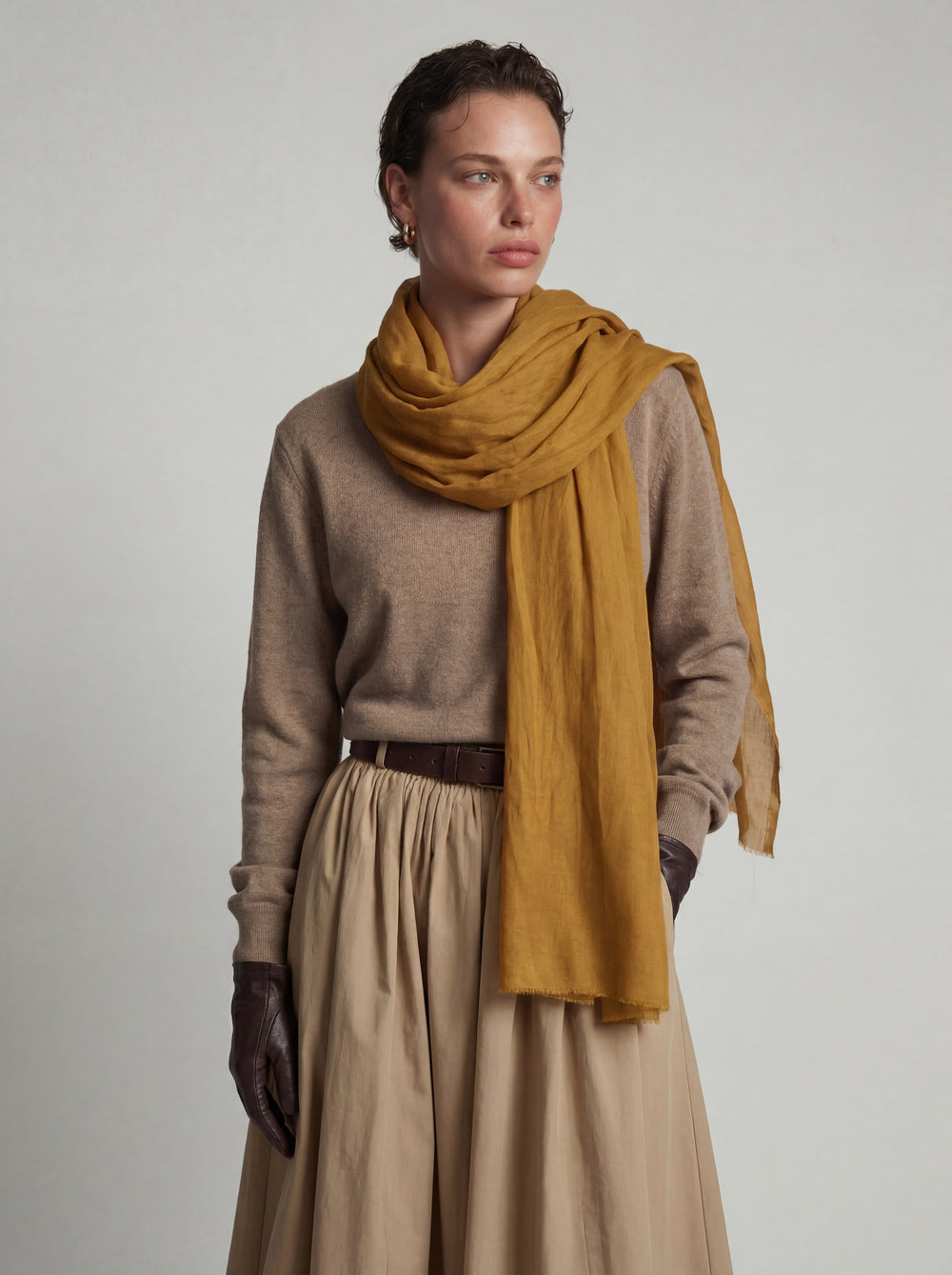 Honey Mustard Organic Cotton Handmade Shawl