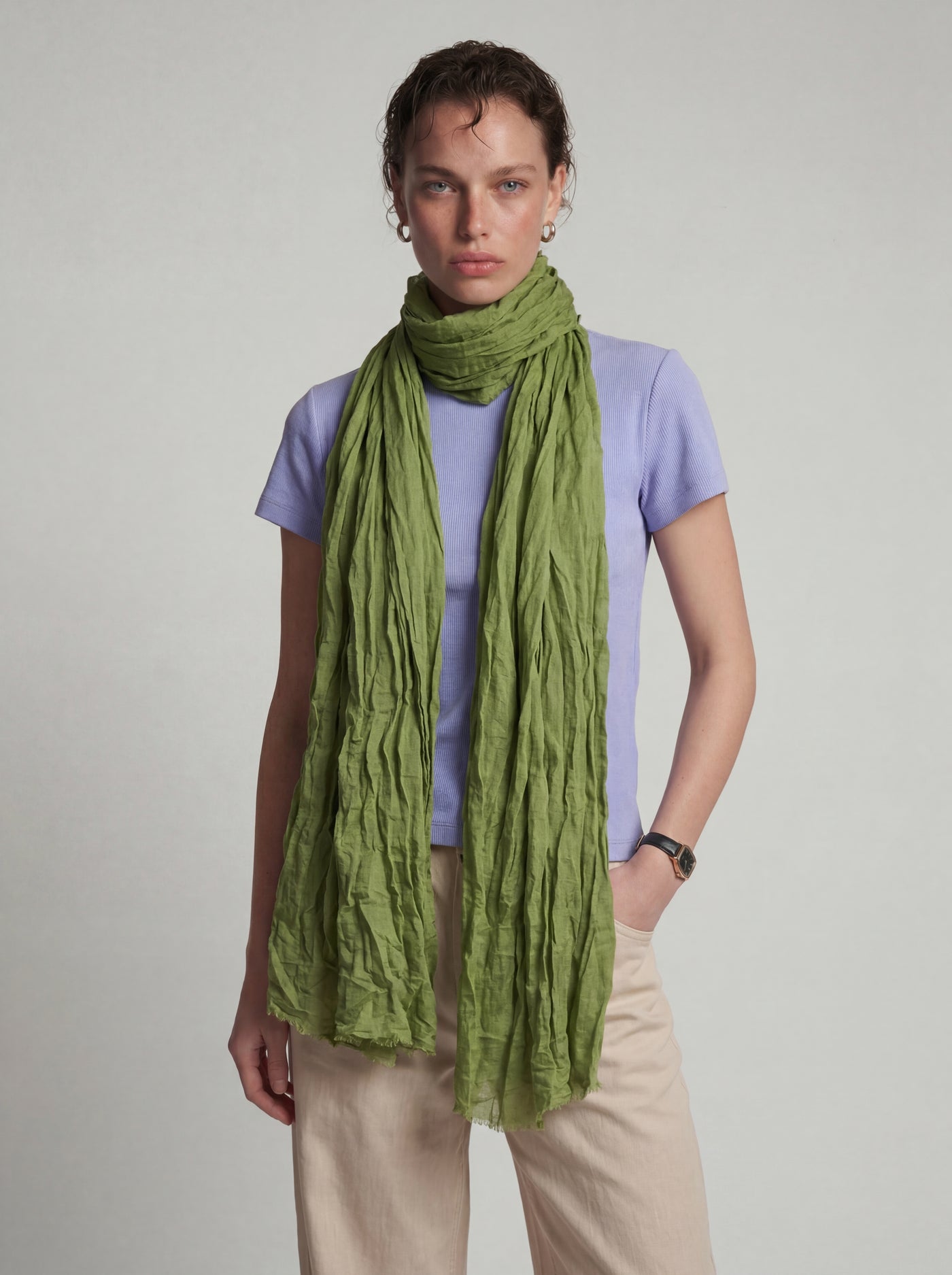 Olive Oil Organic Cotton Handmade Shawl