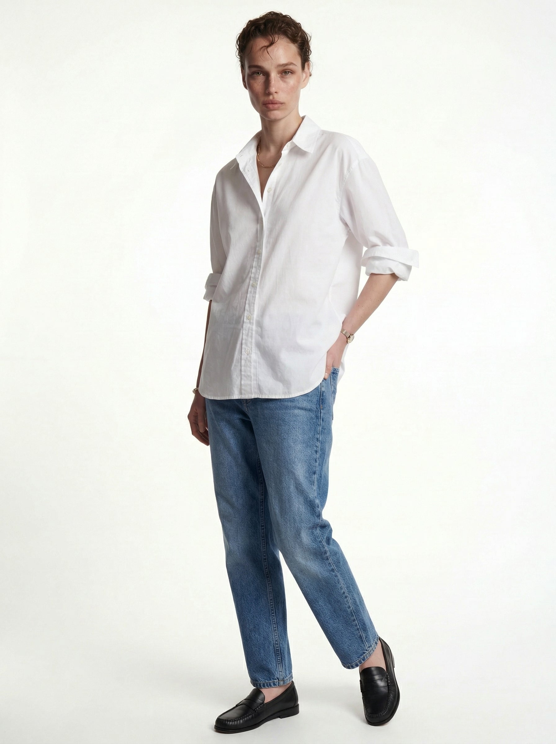 CLASSIC COLLAR OVERSIZE POPLIN SHIRT WHITE