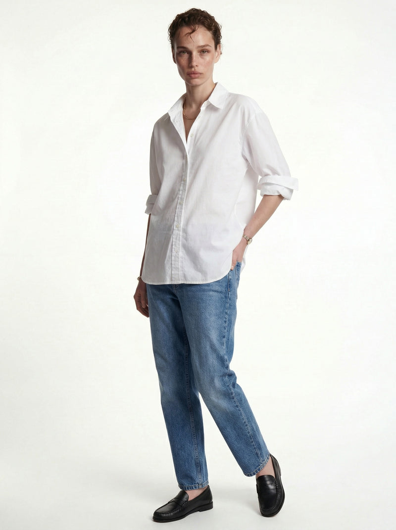 KLASIK YAKA OVERSIZE POPLIN GOMLEK BEYAZ