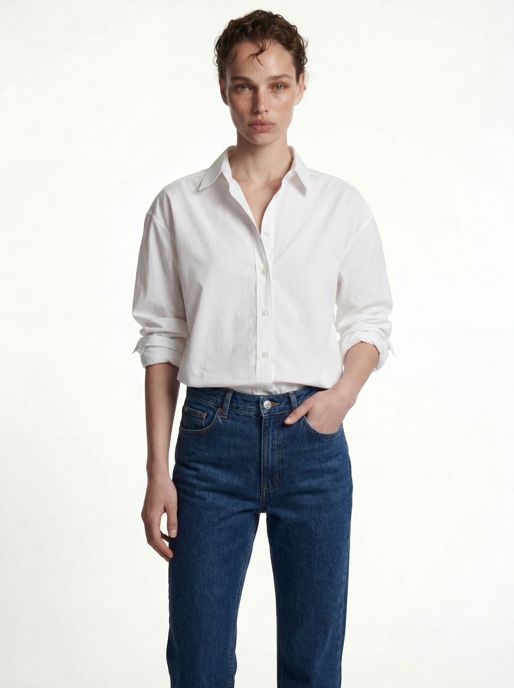 CLASSIC COLLAR OVERSIZE POPLIN SHIRT WHITE