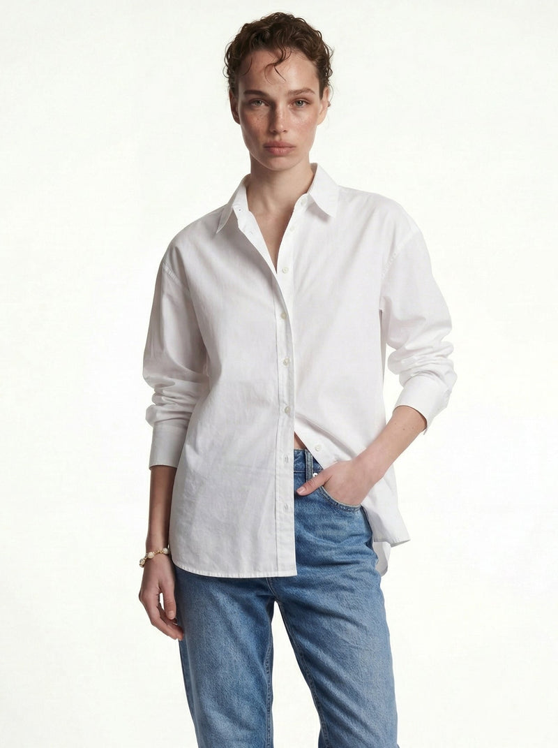 KLASIK YAKA OVERSIZE POPLIN GOMLEK BEYAZ
