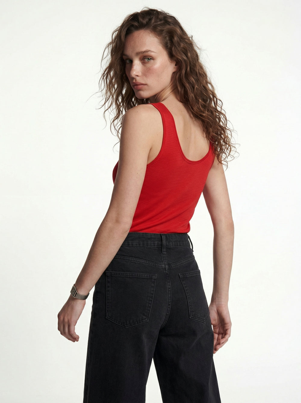 HALTER YAKA TRIKO BLUZ KIRMIZI