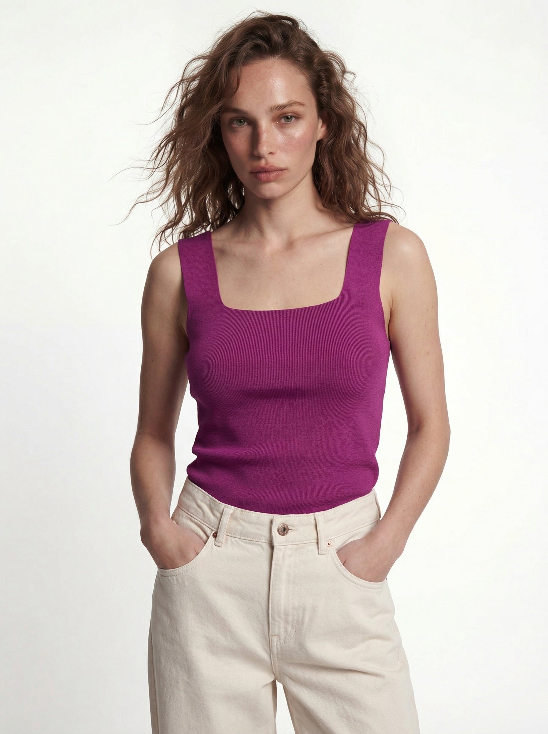 SQUARE COLLAR KNITWEAR BLOUSE MURDU