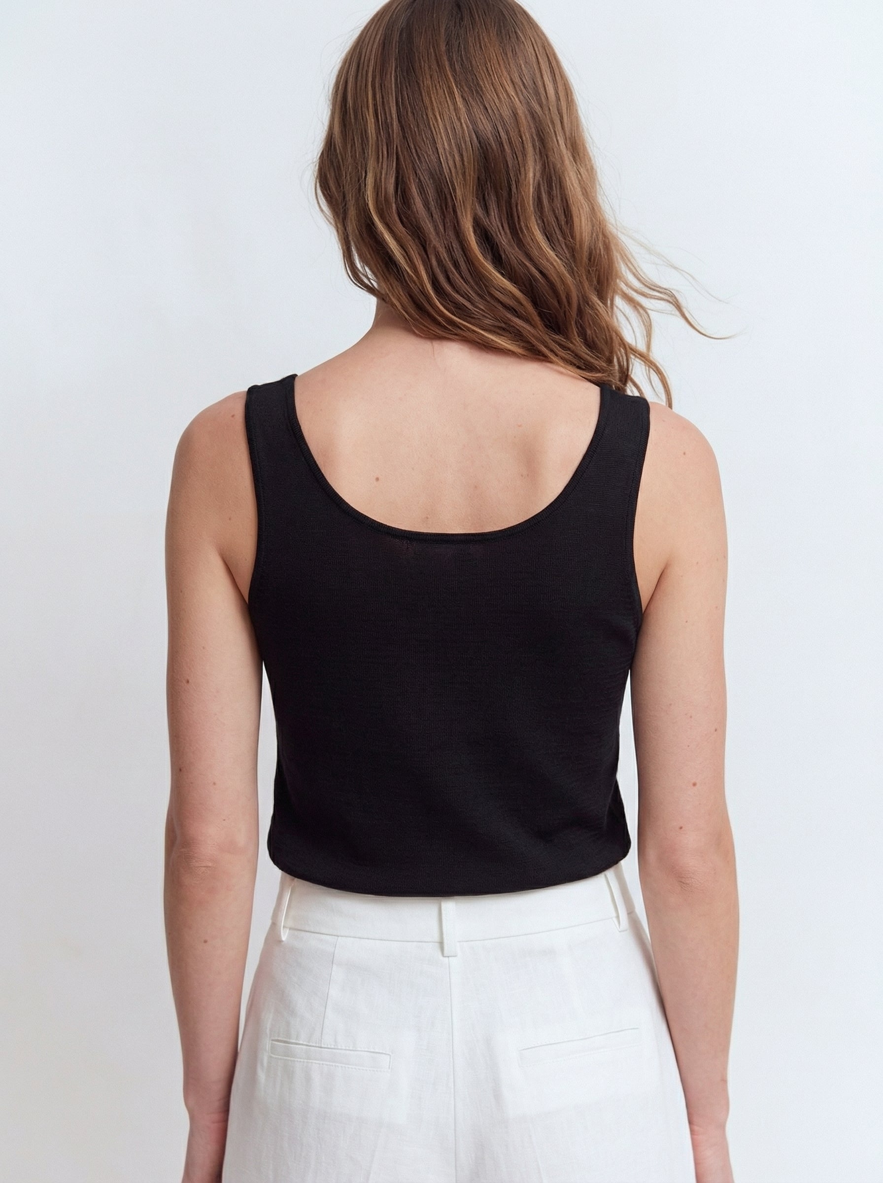 HALTER COLLAR KNITWEAR BLOUSE BLACK