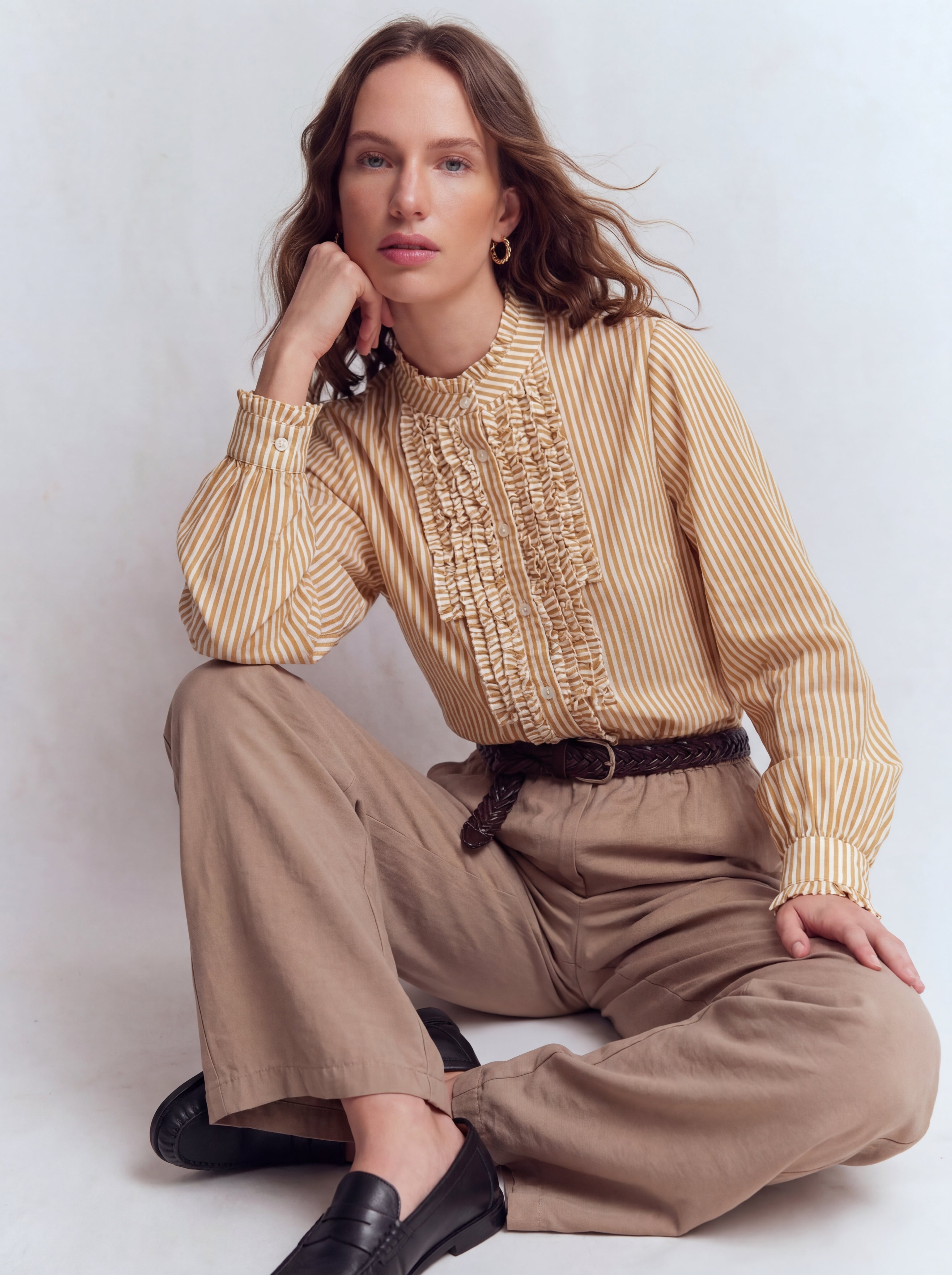 MODAL ELASTIC WAIST BAND GENIS LEG TROUSERS MINK