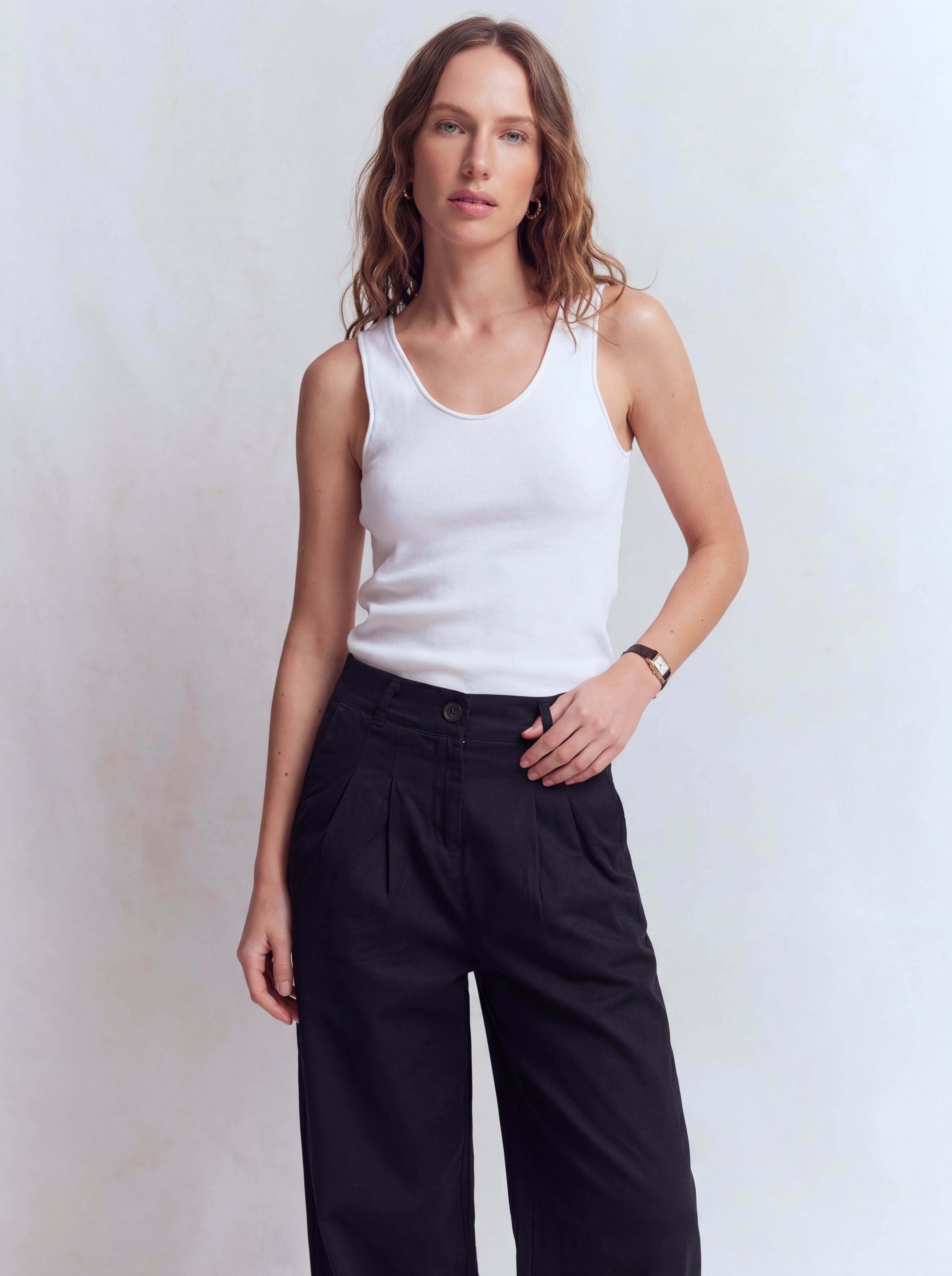 HALTER YAKA TRIKO BLUZ BEYAZ