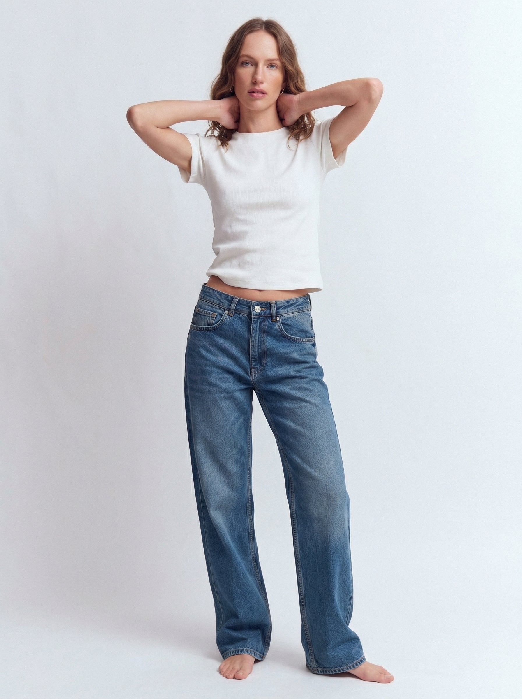 STRAIGHT FIT YUKSEK BEL BORU PACA JEAN BLUE