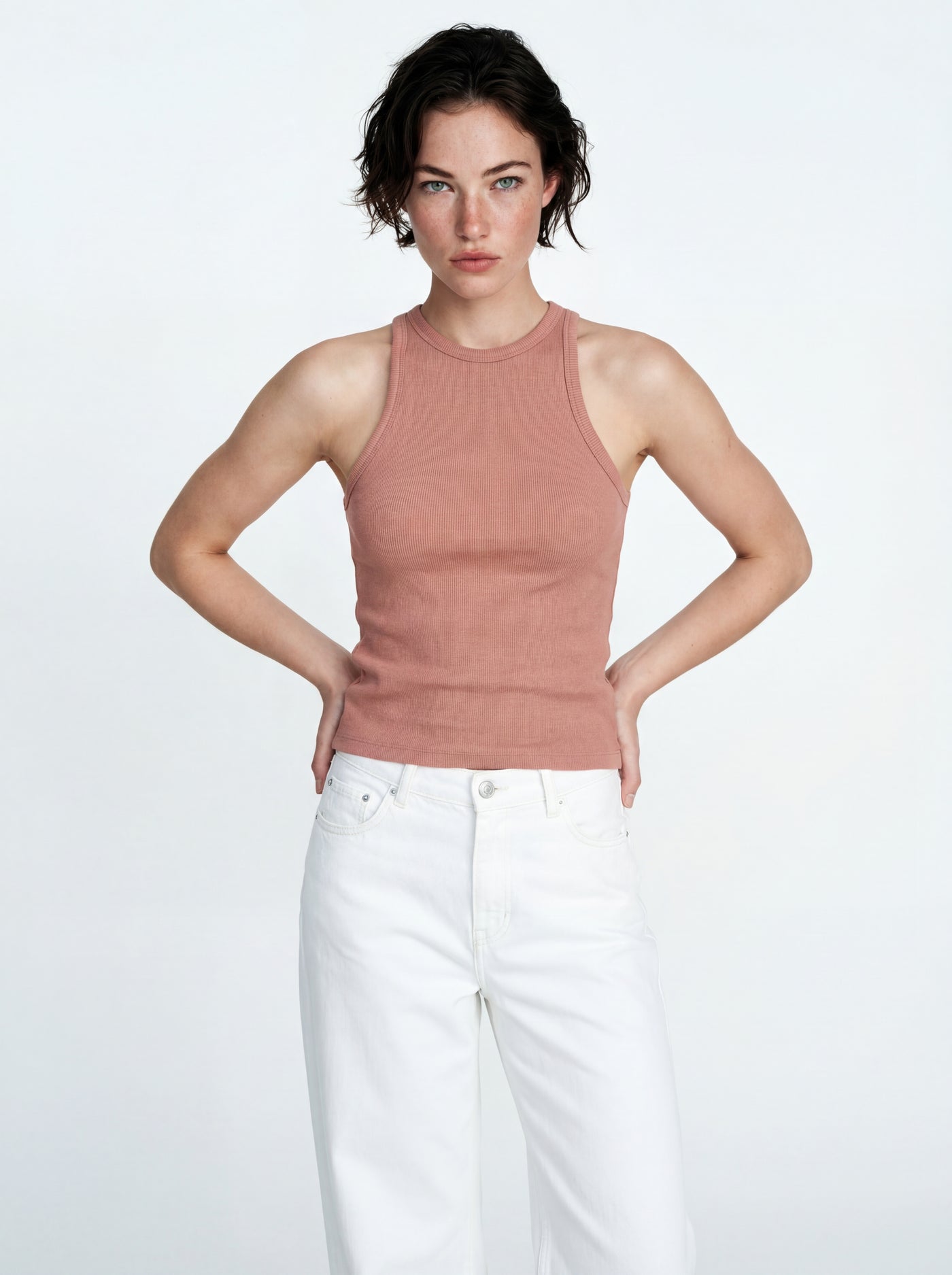 HALTER YAKA CROP TOP ROSE