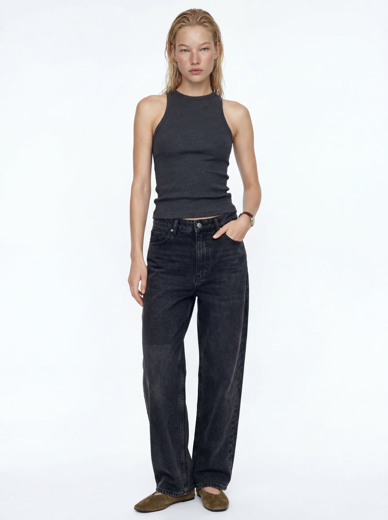 HALTER YAKA CROP TOP ANTRASIT