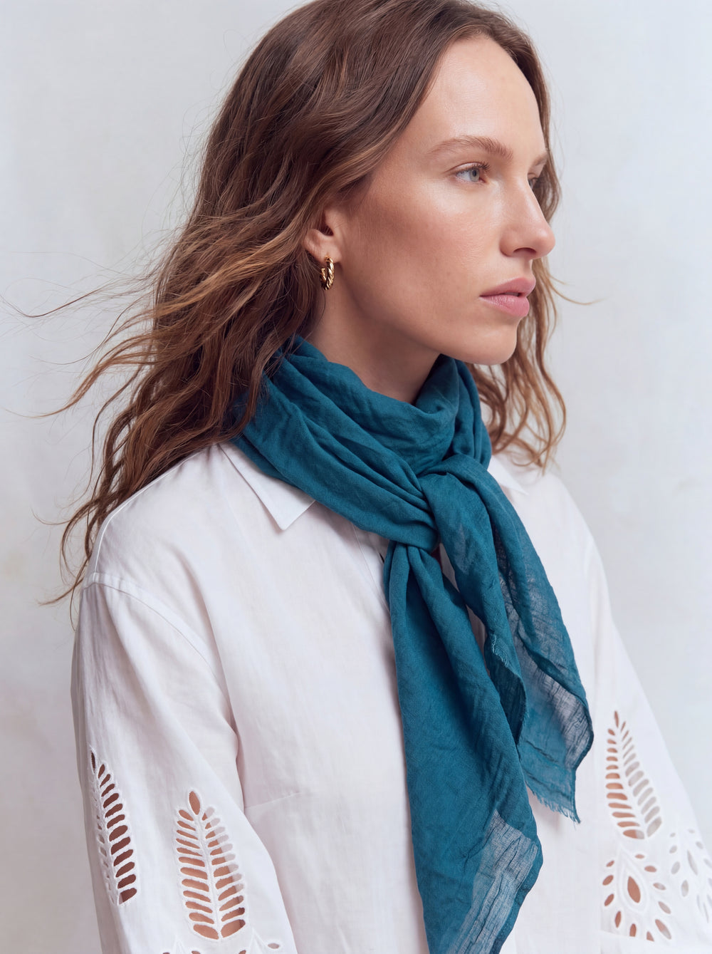 SEA BLUE ORGANIK PAMUK KARE FULAR