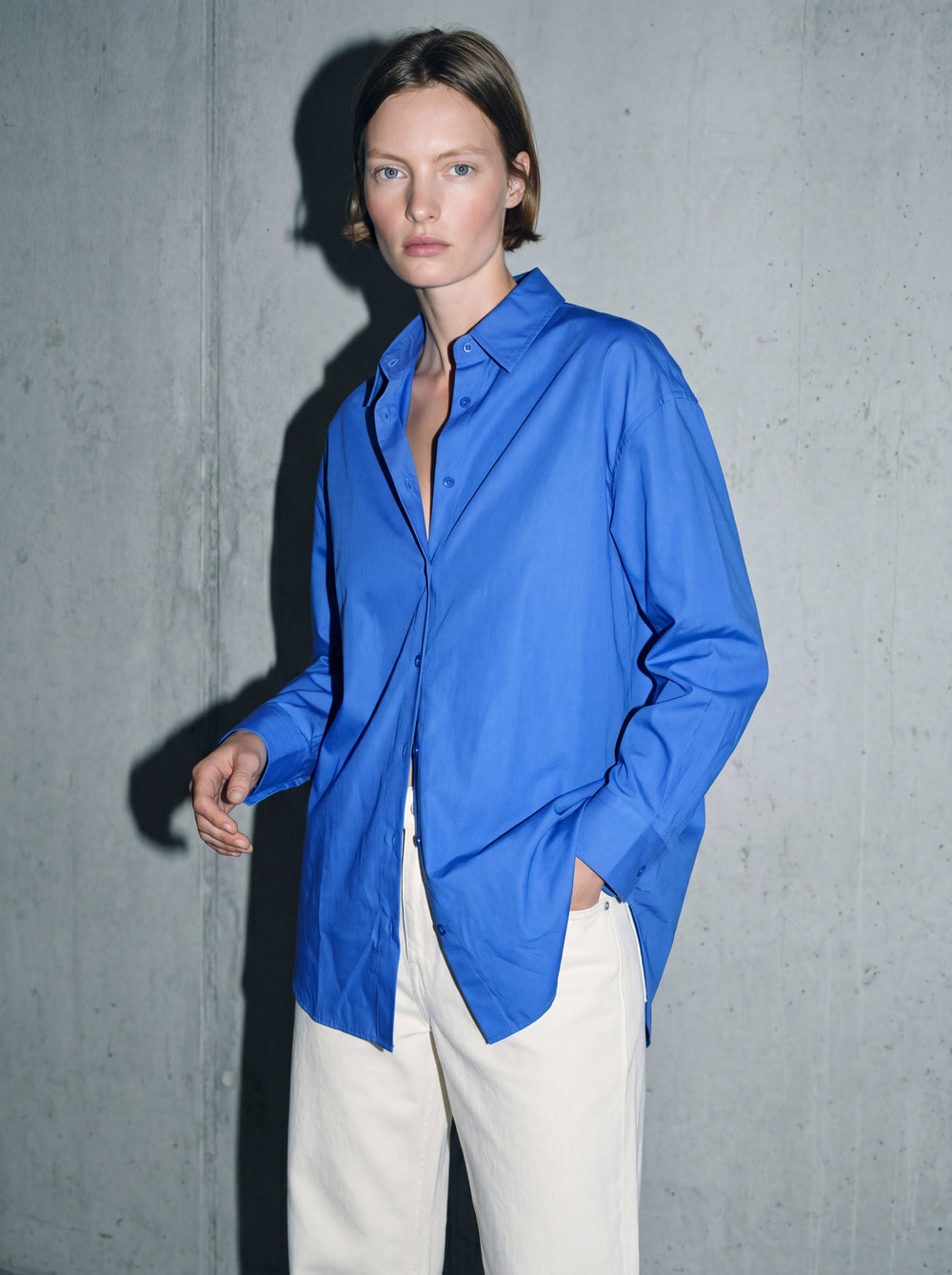 KLASIK OVERSIZE GOMLEK DARK DENIM