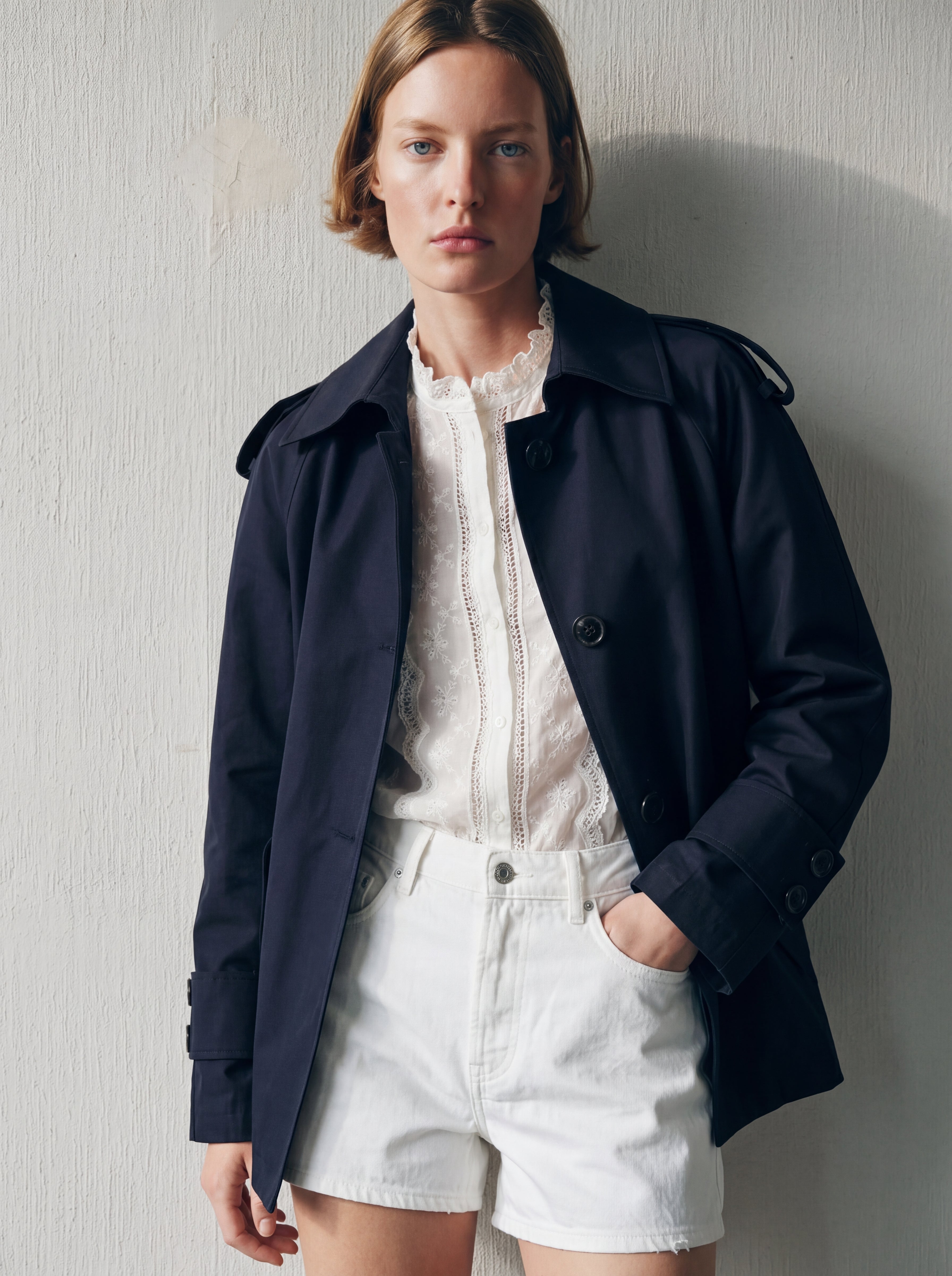 KEMERLI TRENÇKOT LACIVERT