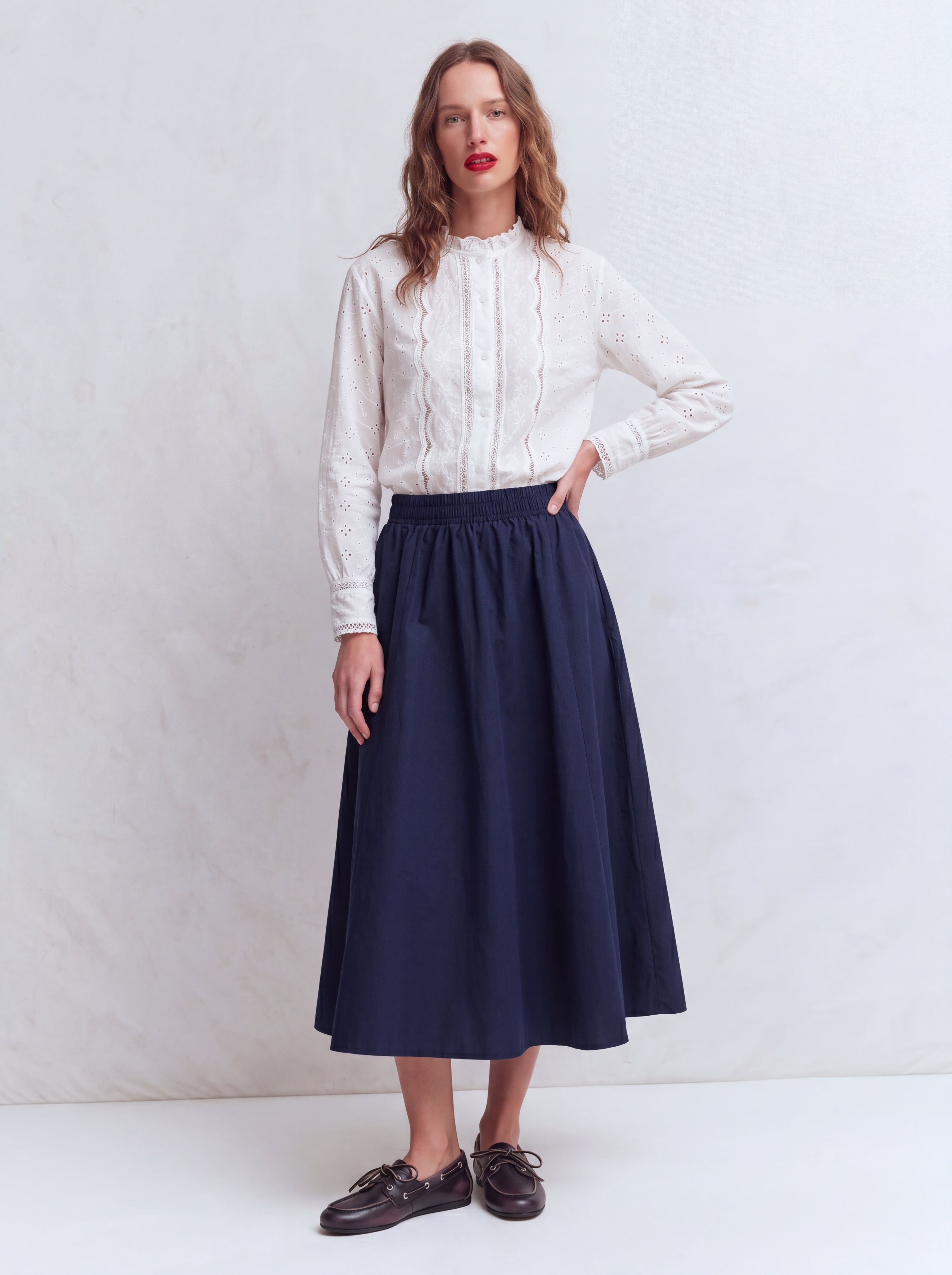 ELASTIK BEL BANTLI MIDI ETEK LACIVERT