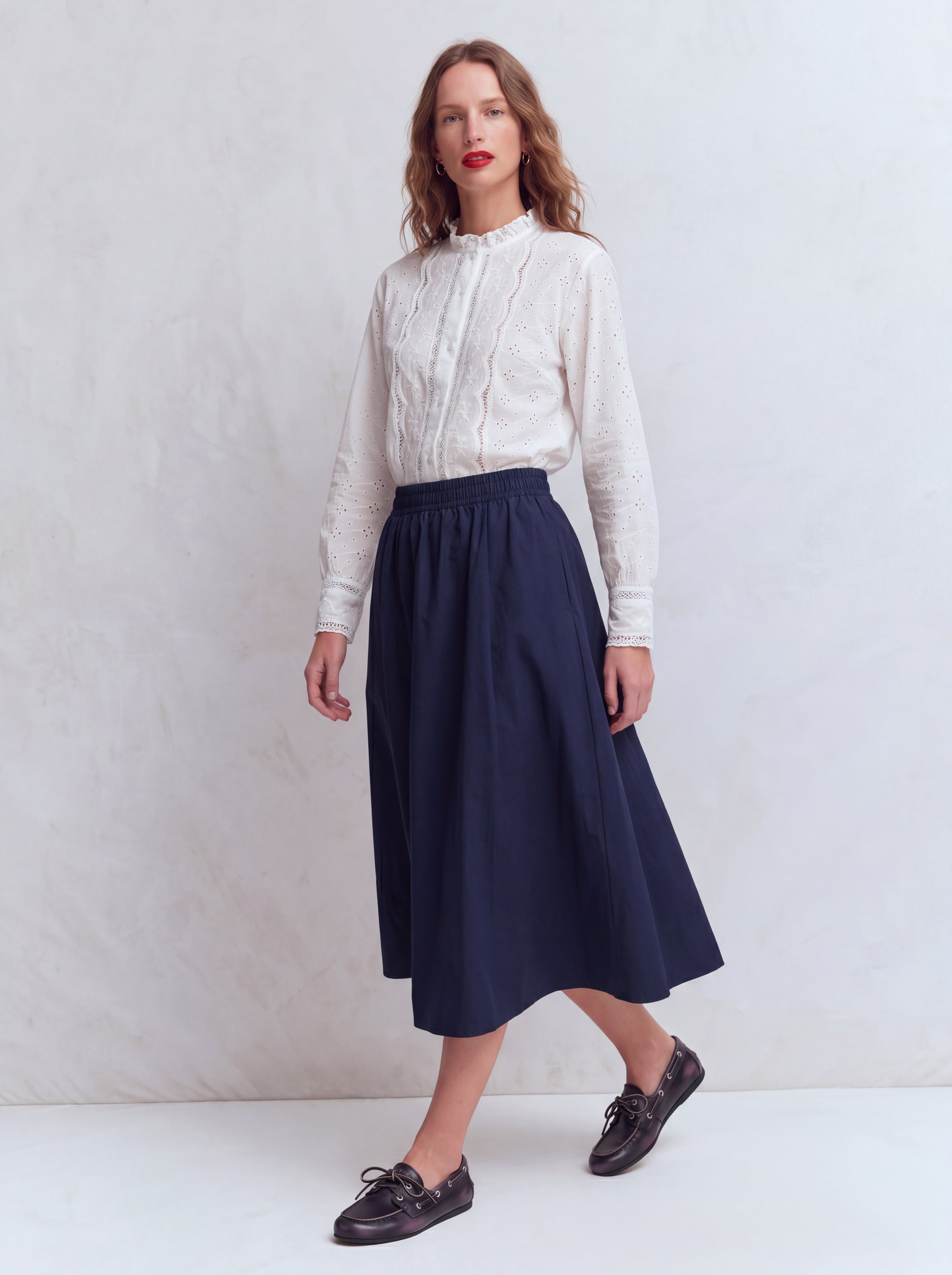 ELASTIK BEL BANTLI MIDI ETEK LACIVERT