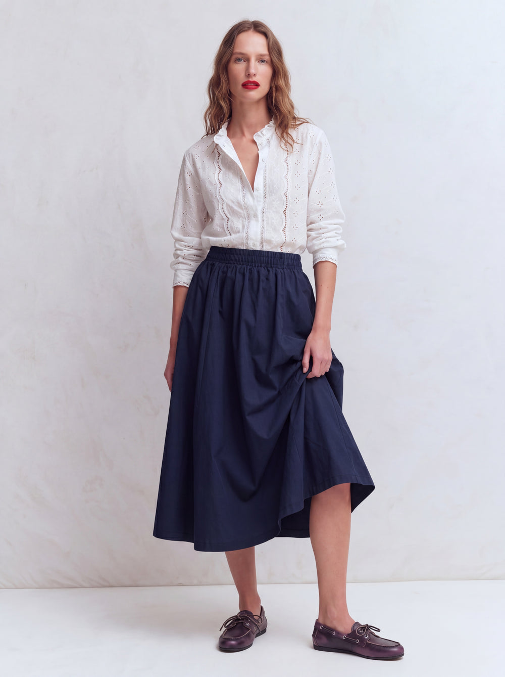 ELASTIK BEL BANTLI MIDI ETEK LACIVERT