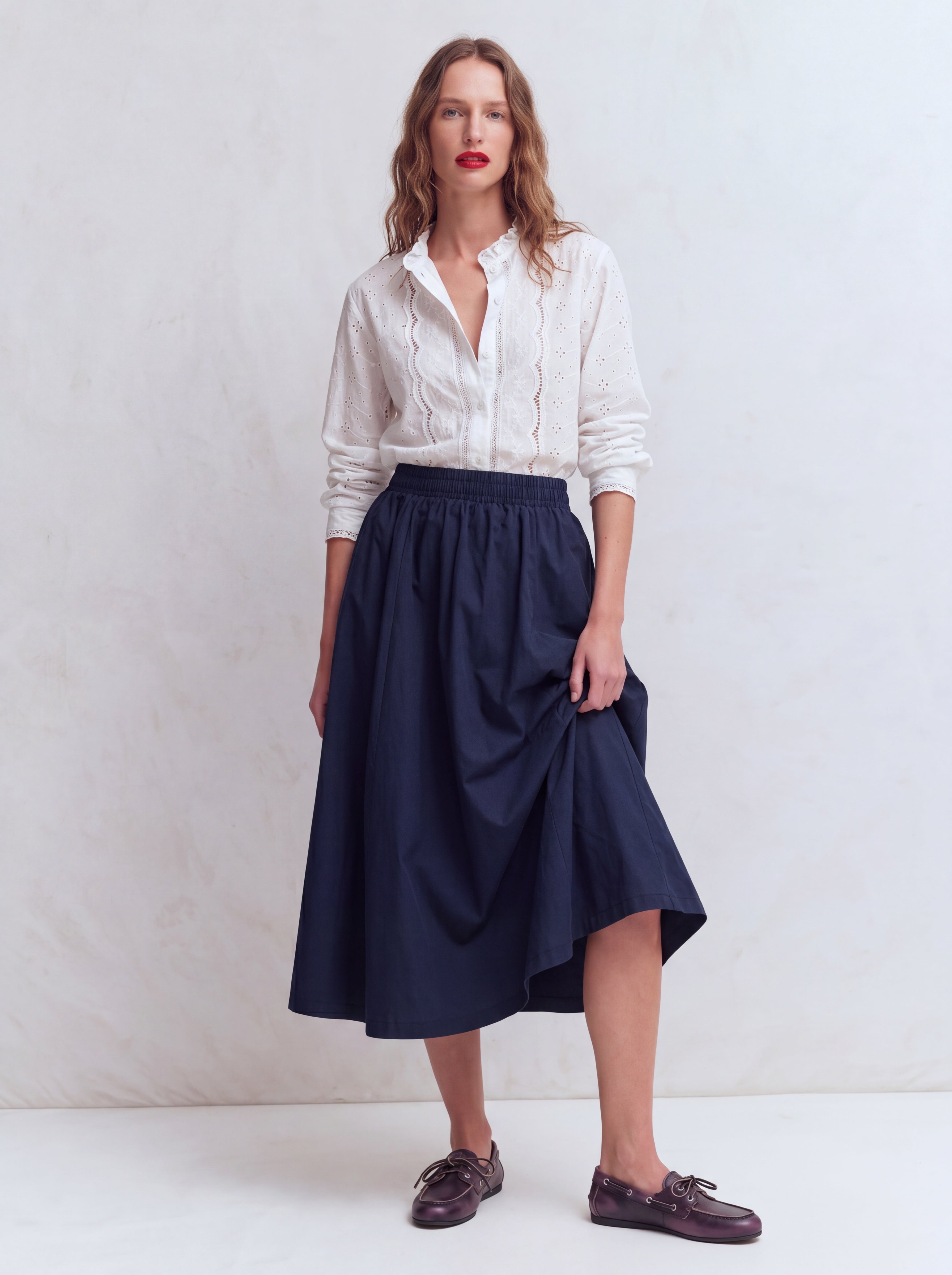 ELASTIK BEL BANTLI MIDI ETEK LACIVERT