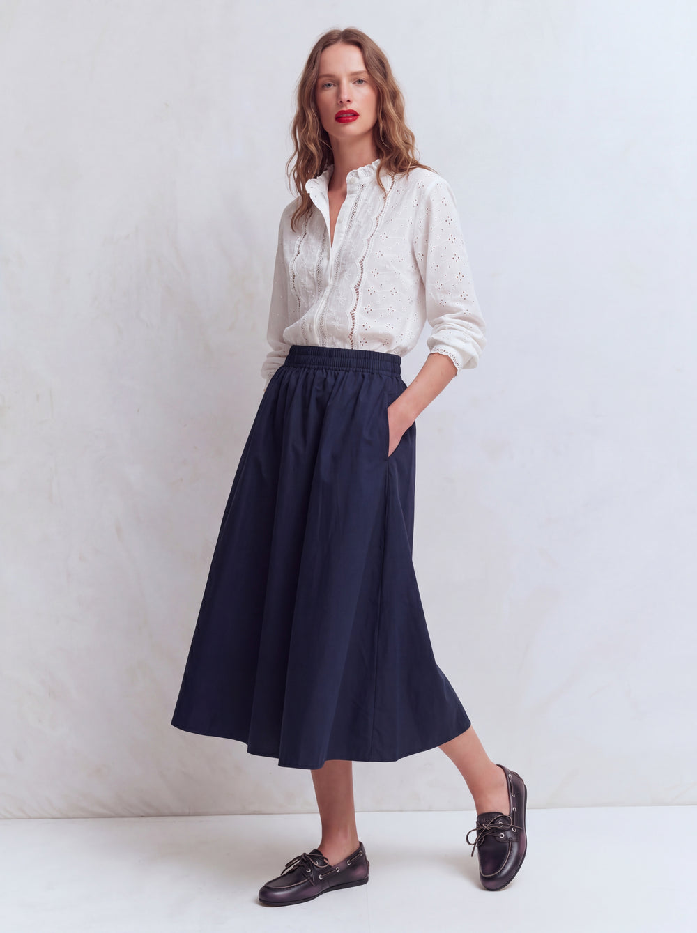 ELASTIK BEL BANTLI MIDI ETEK LACIVERT