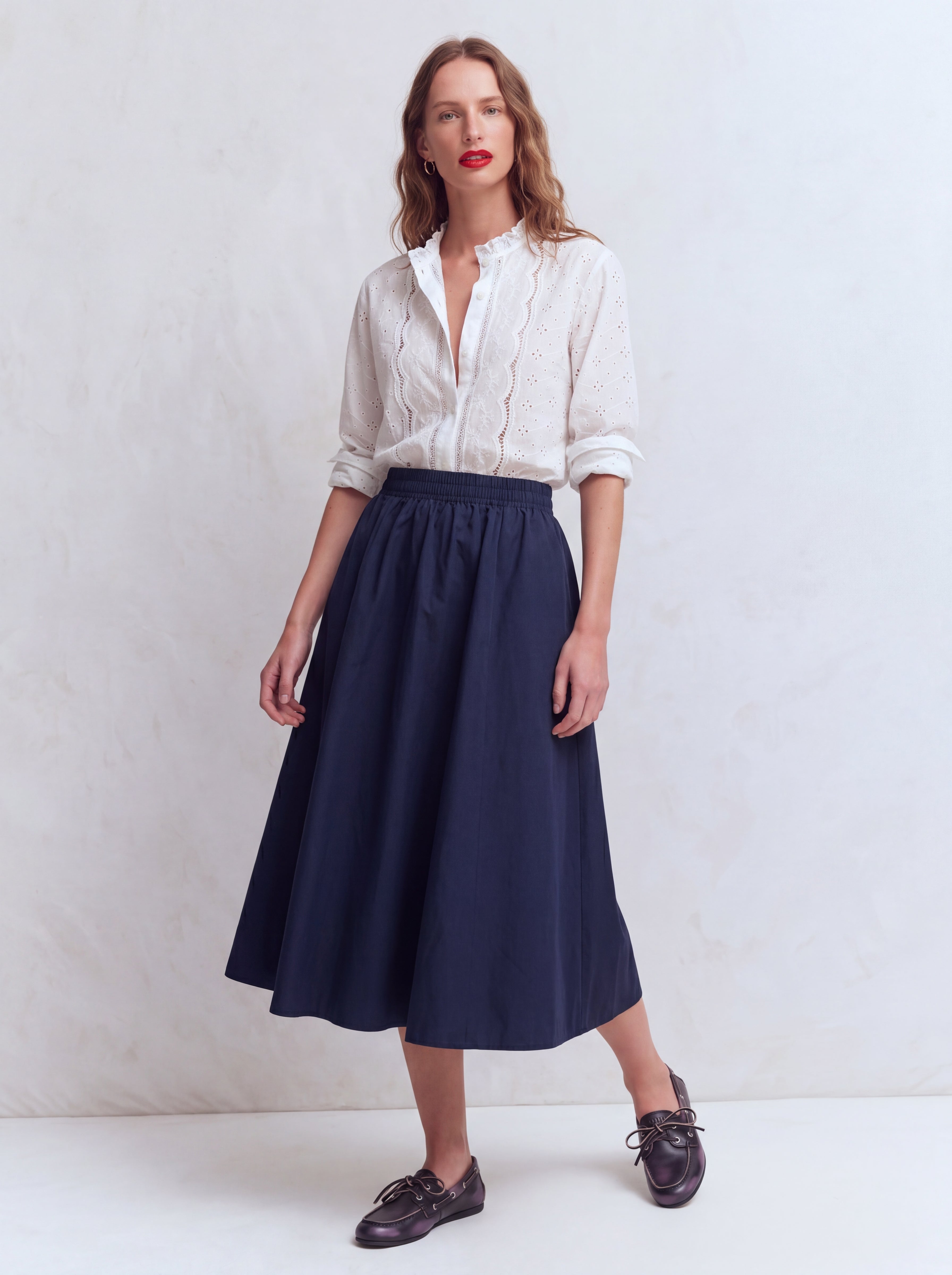 ELASTIK BEL BANTLI MIDI ETEK LACIVERT