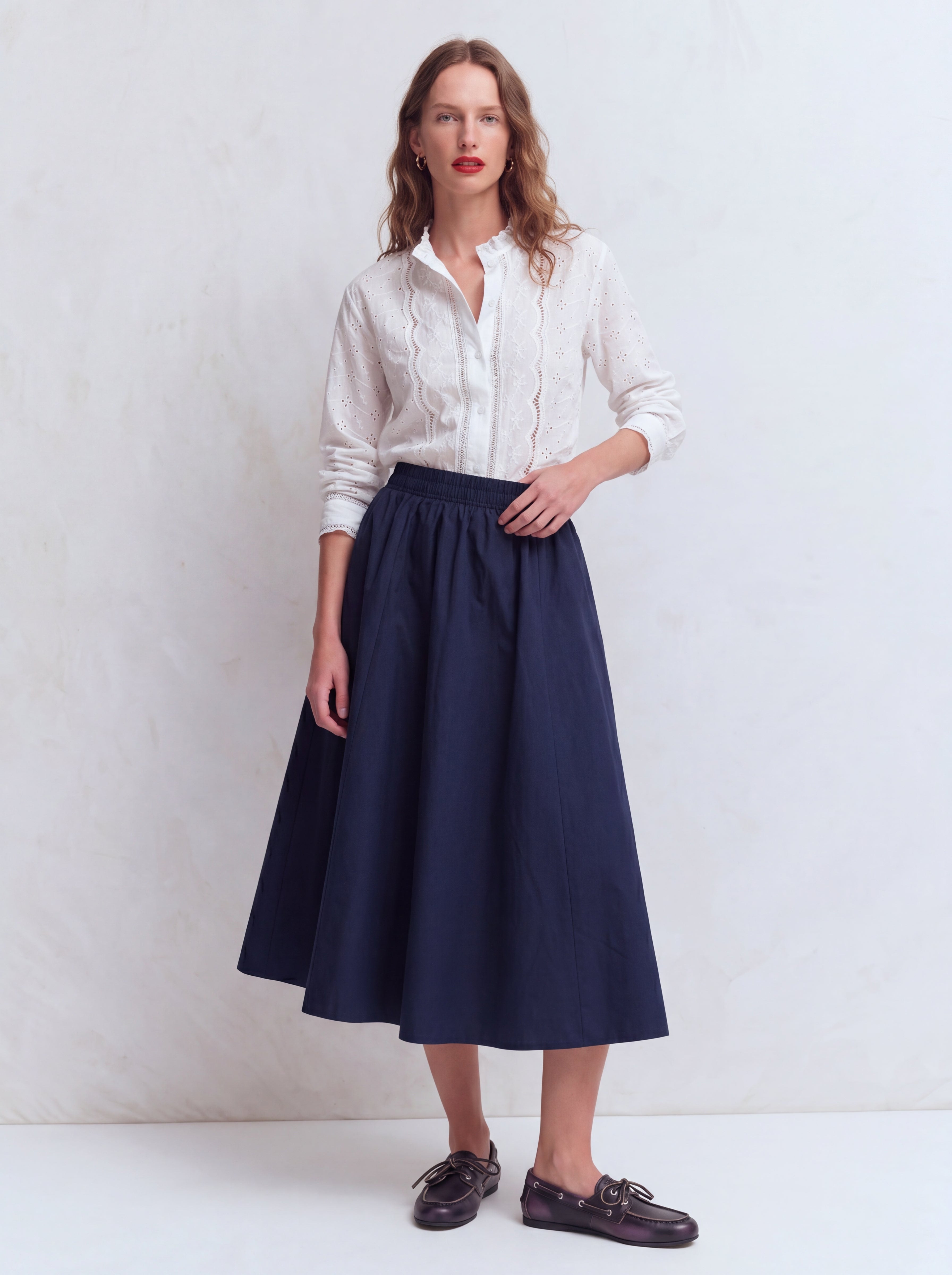 ELASTIK BEL BANTLI MIDI ETEK LACIVERT