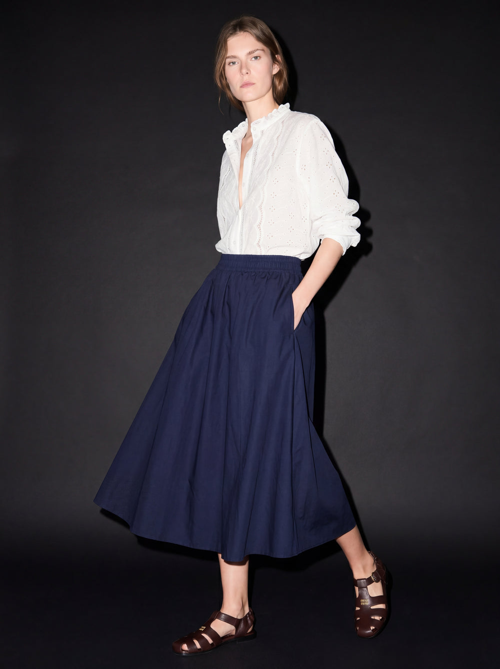 ELASTIK BEL BANTLI MIDI ETEK LACIVERT