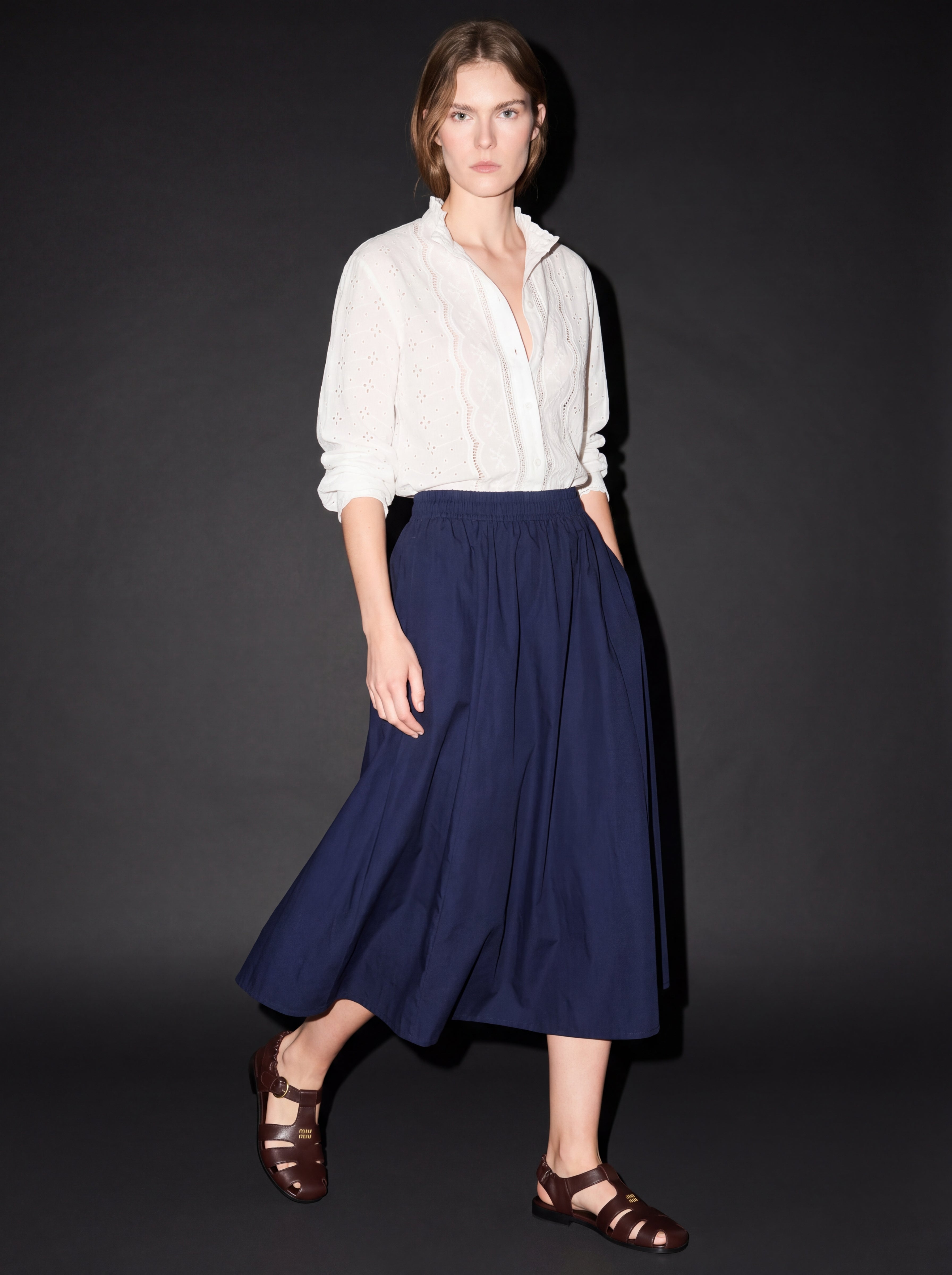 ELASTIK BEL BANTLI MIDI ETEK LACIVERT