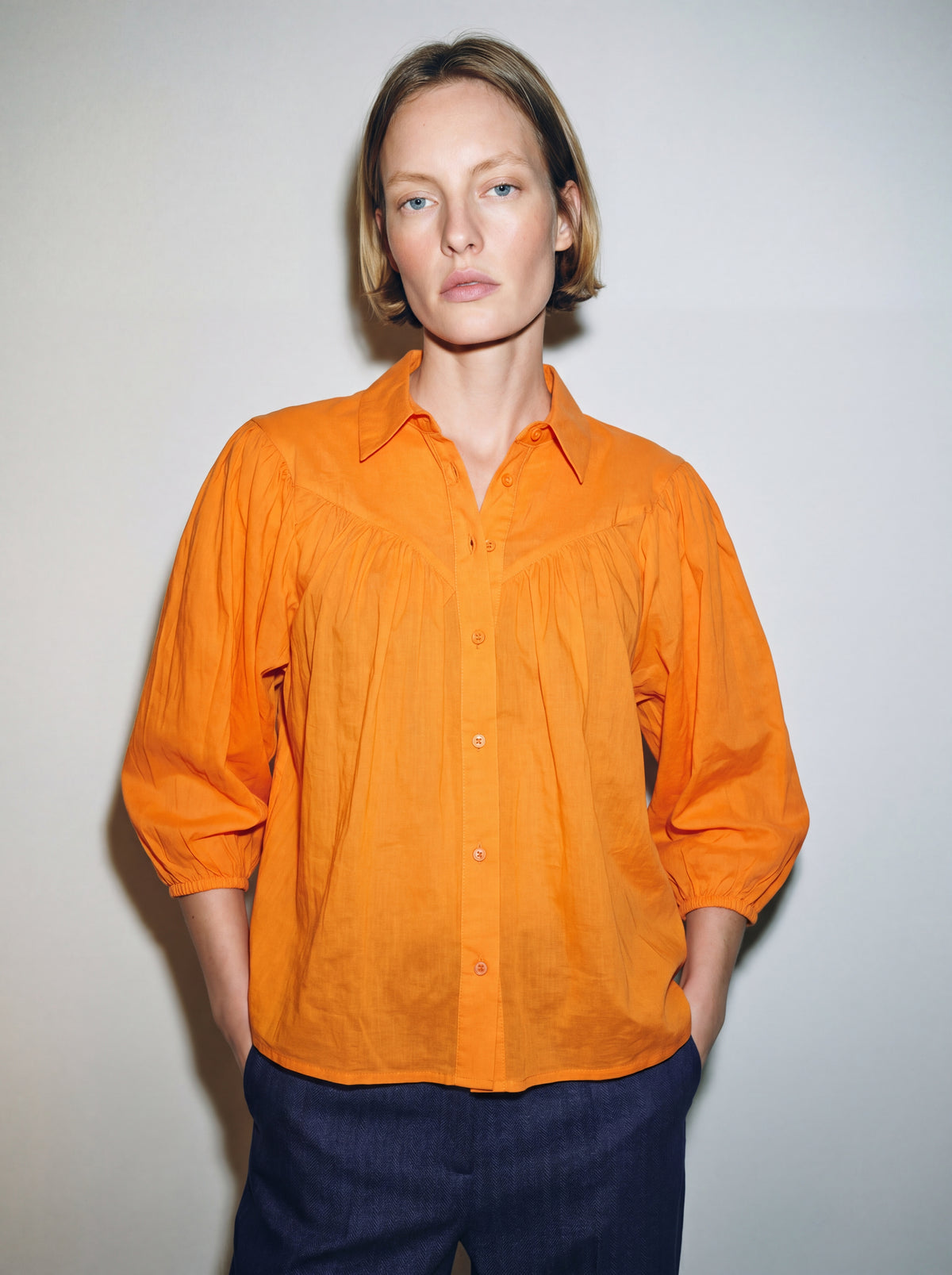 MARGARET DANTEL DETAYLI GOMLEK ORANGE
