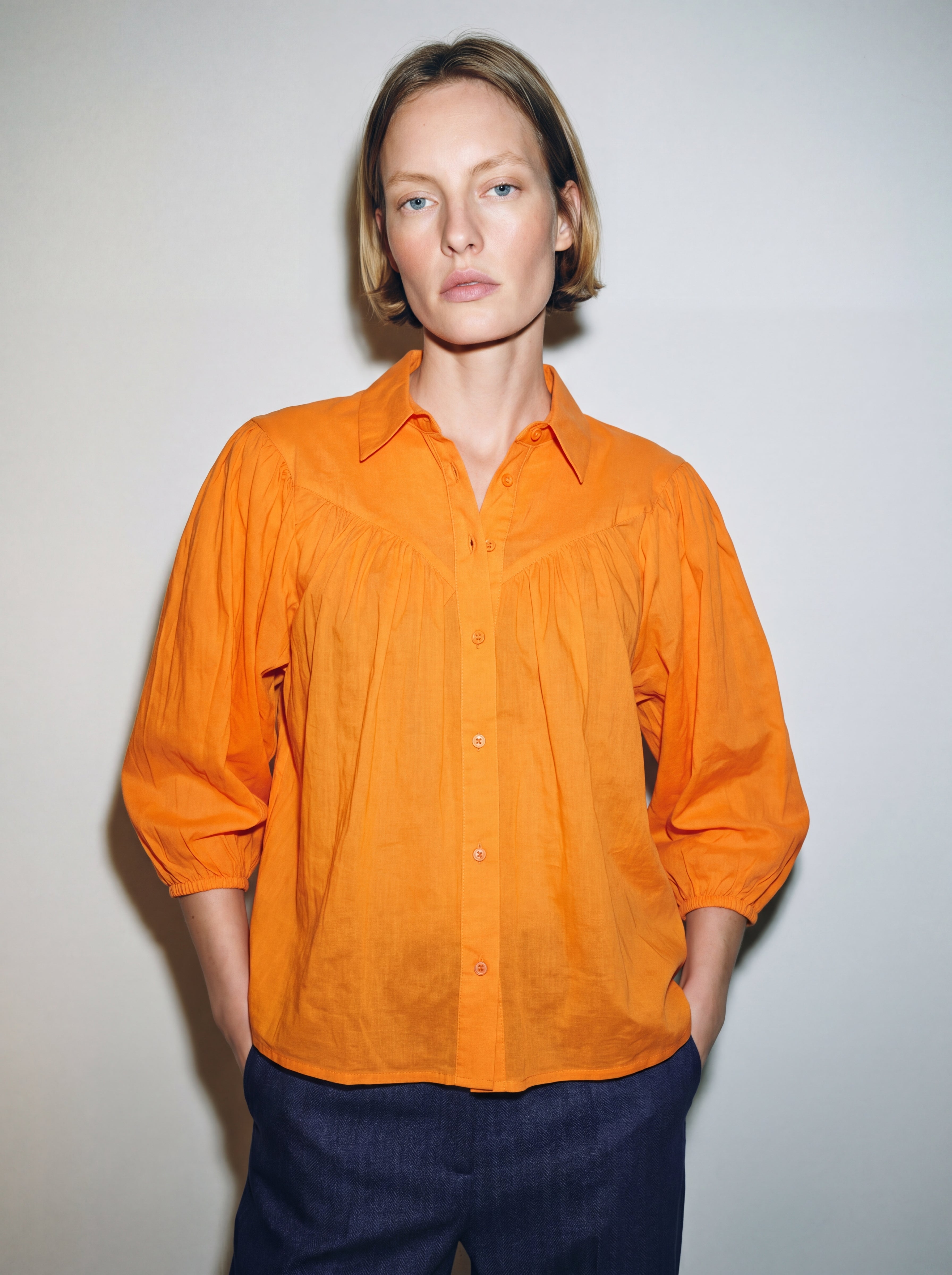 MARGARET DANTEL DETAYLI GOMLEK ORANGE
