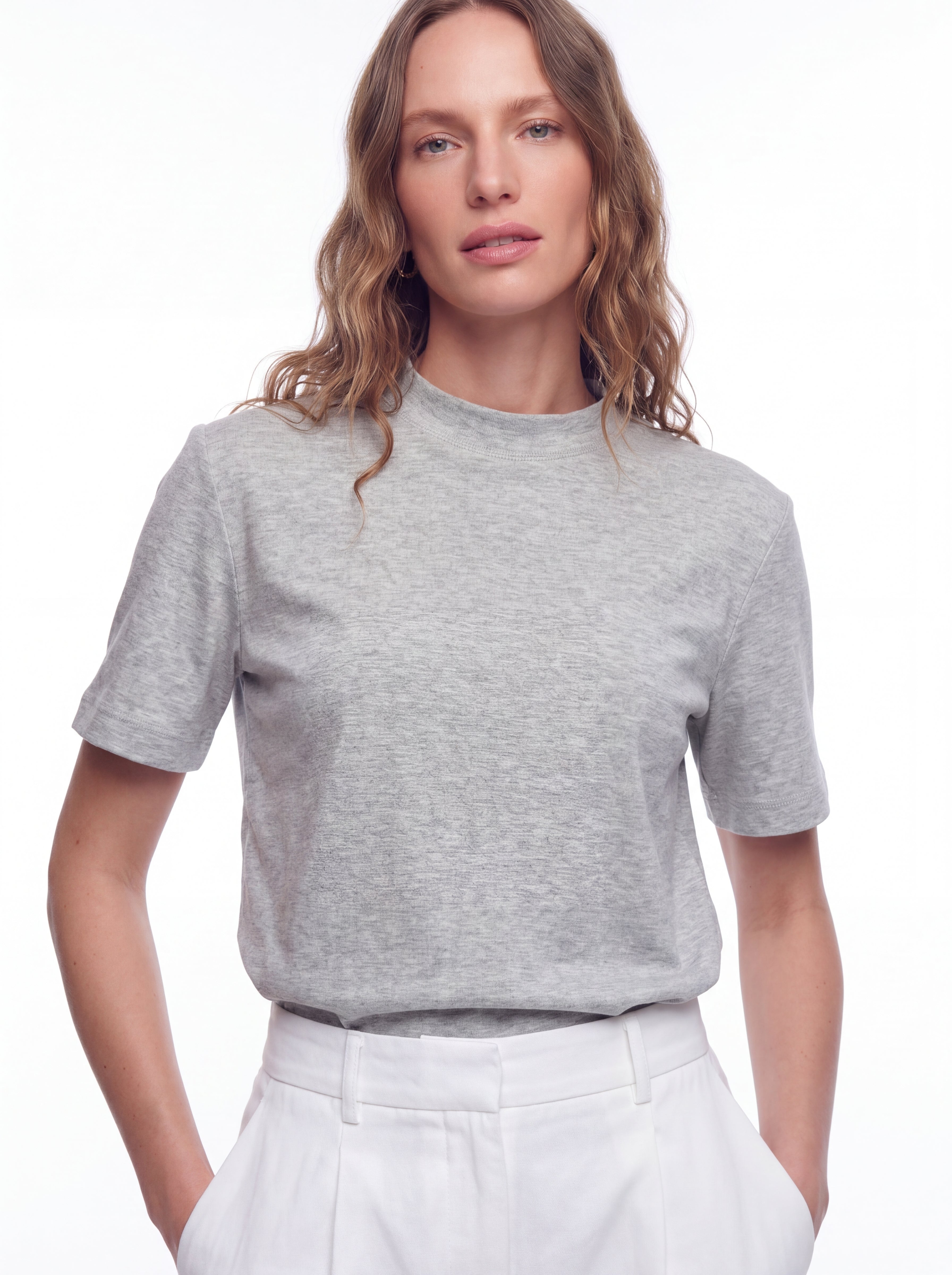 BASIC %100 COTTON T-SHIRT GRI