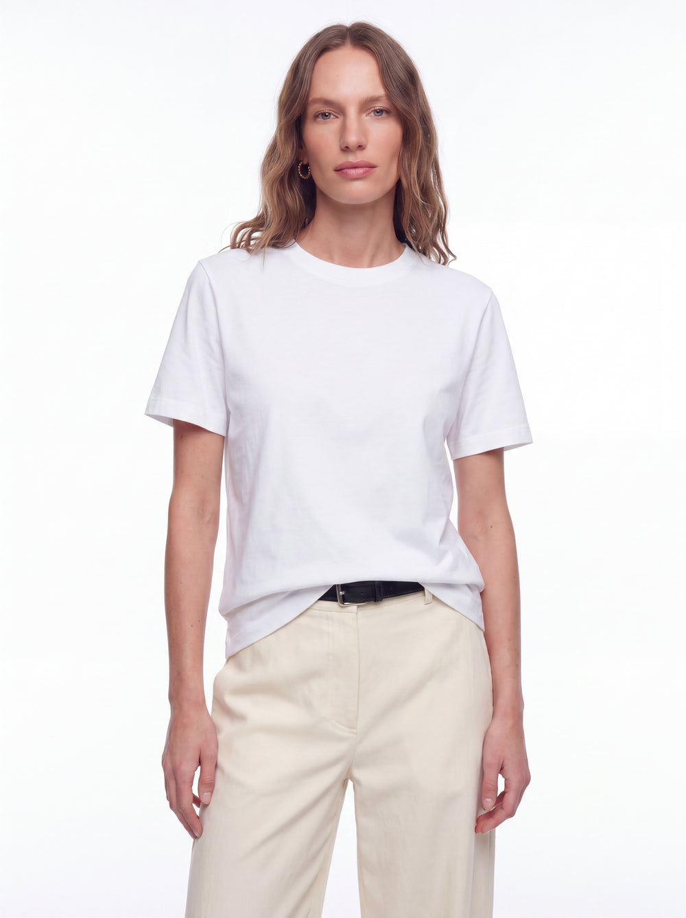 BASIC %100 COTTON T-SHIRT BEYAZ