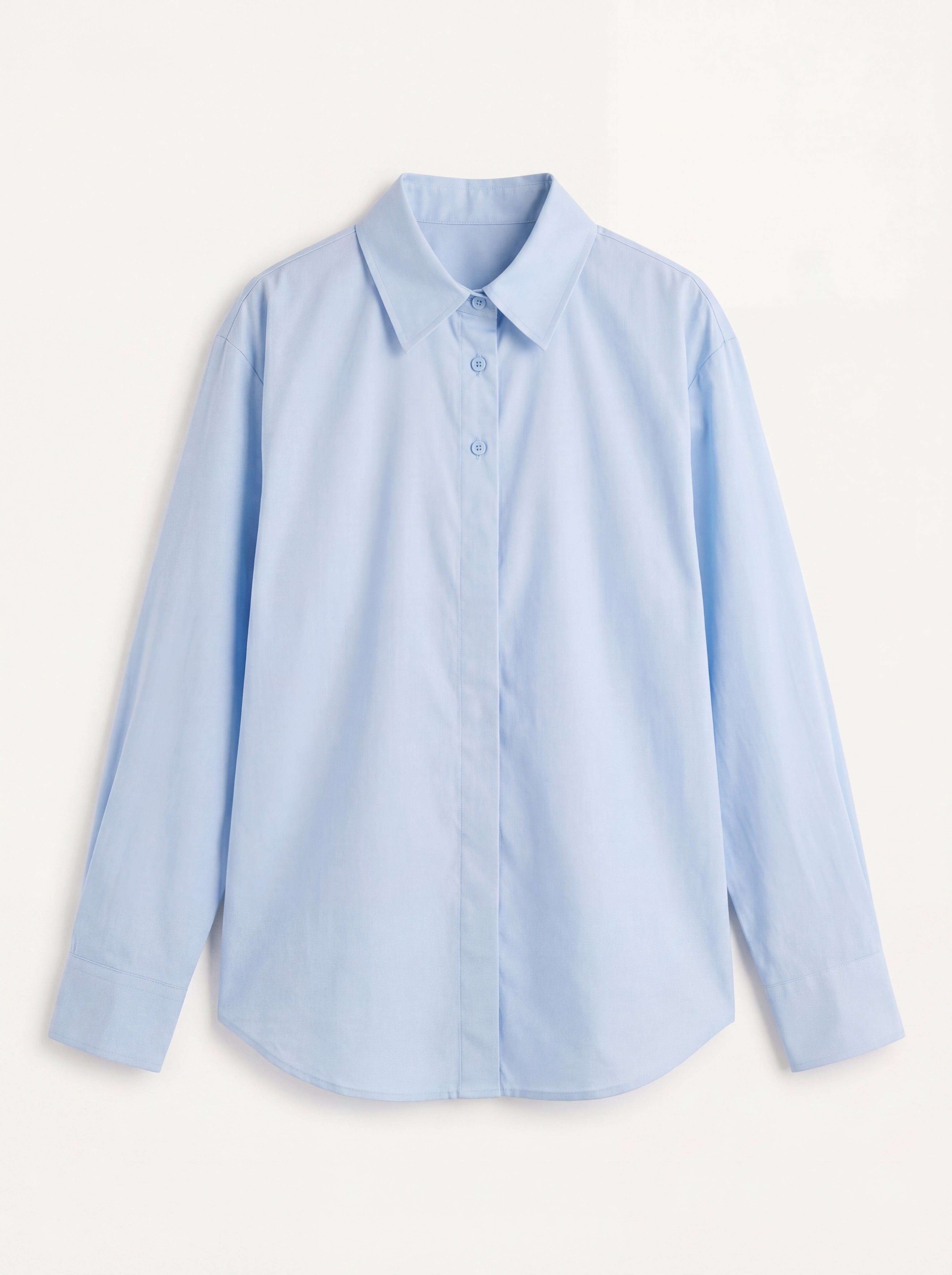 DUGME DETAYLI POPLIN GOMLEK MAVI