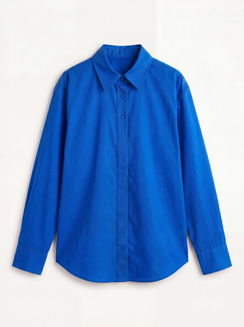 DUGME DETAYLI POPLIN GOMLEK INDIGO