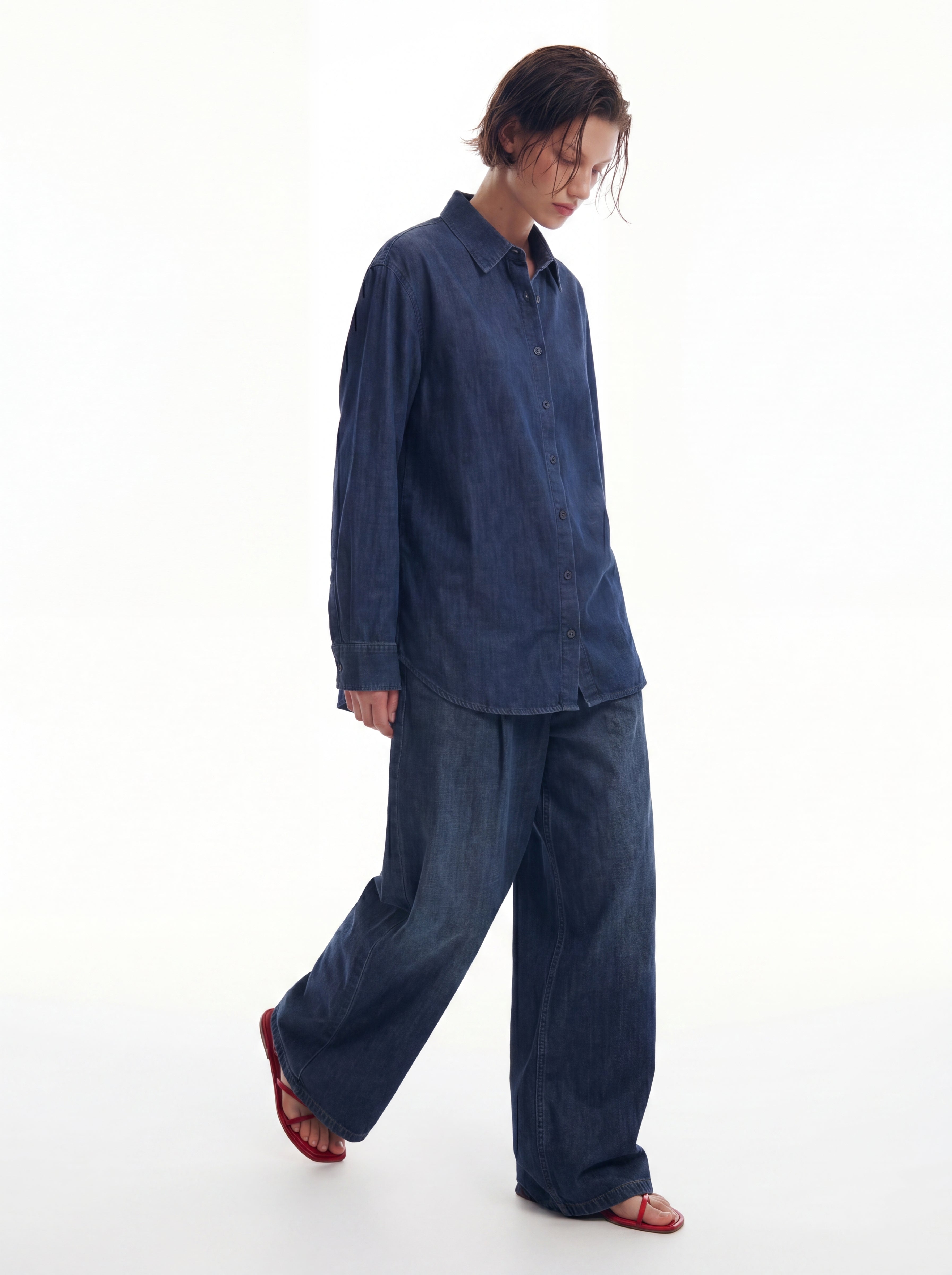 KLASIK YAKA OVERSIZE DENIM GOMLEK