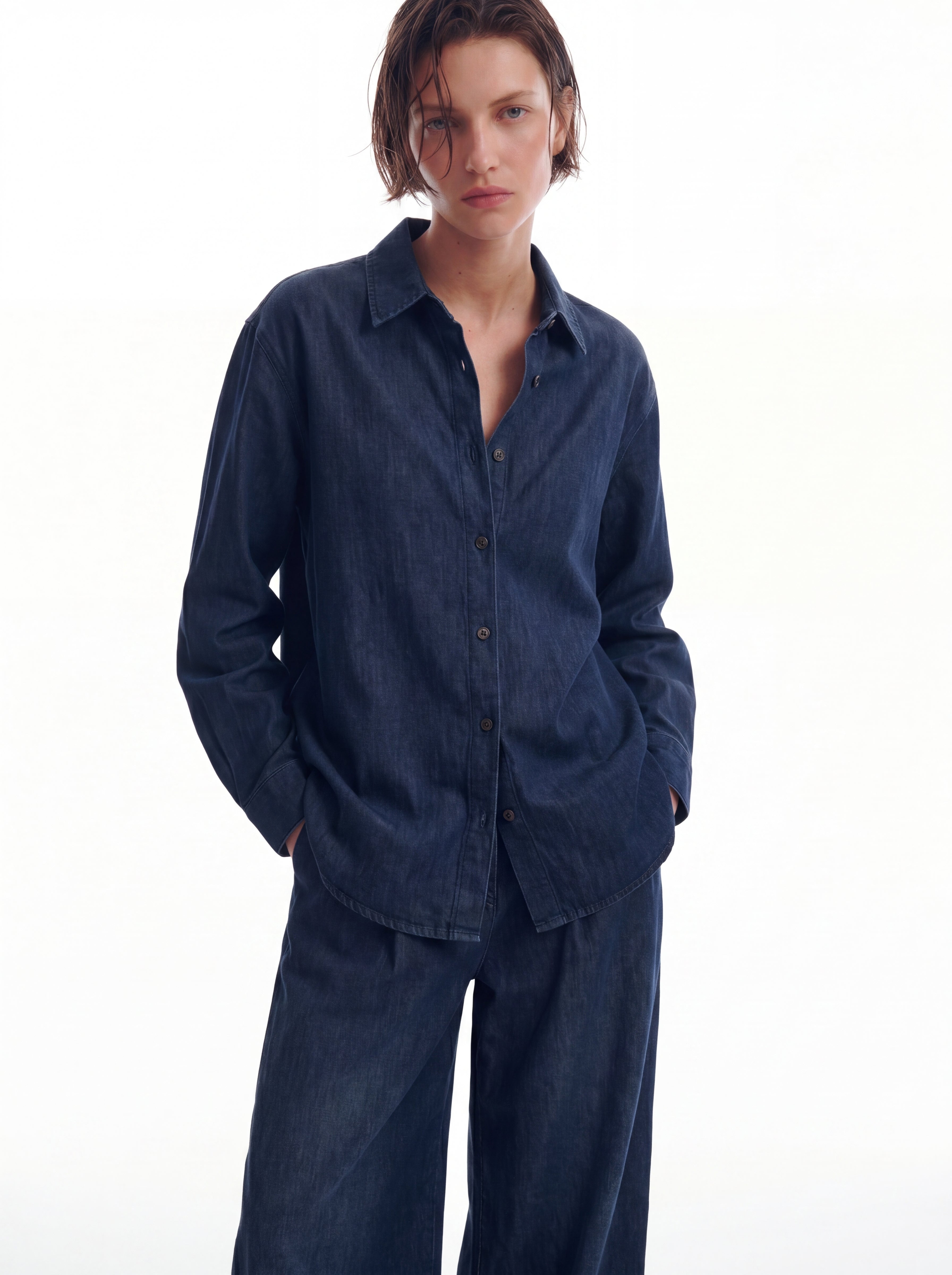 KLASIK YAKA OVERSIZE DENIM GOMLEK