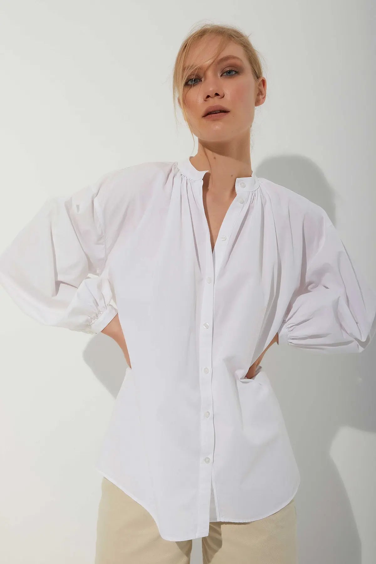 Daisy Oversize Organik Pamuk Gömlek Beyaz Harmonious