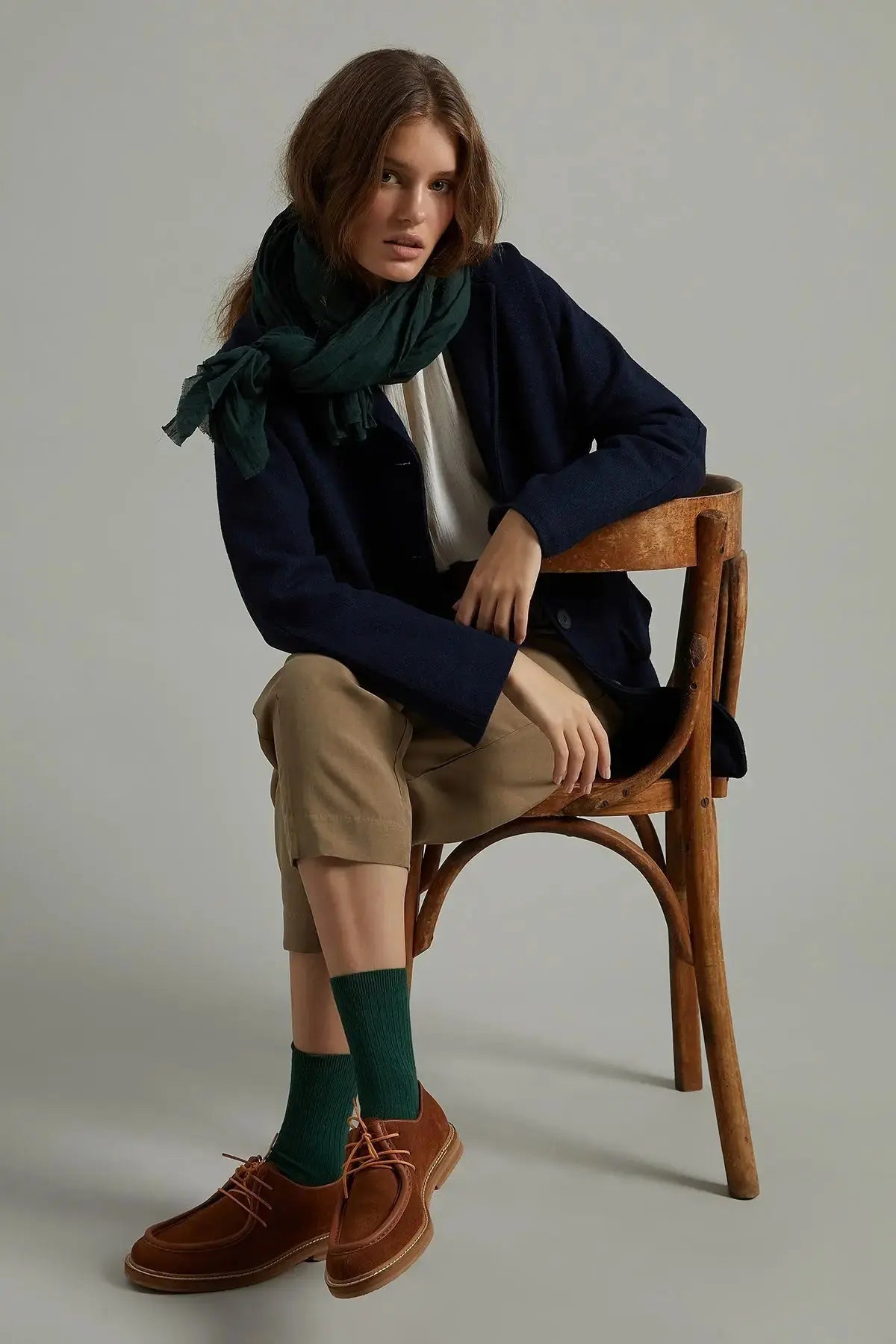 Organik Pamuk El Boyama Emerald Şal HARMONIOUS