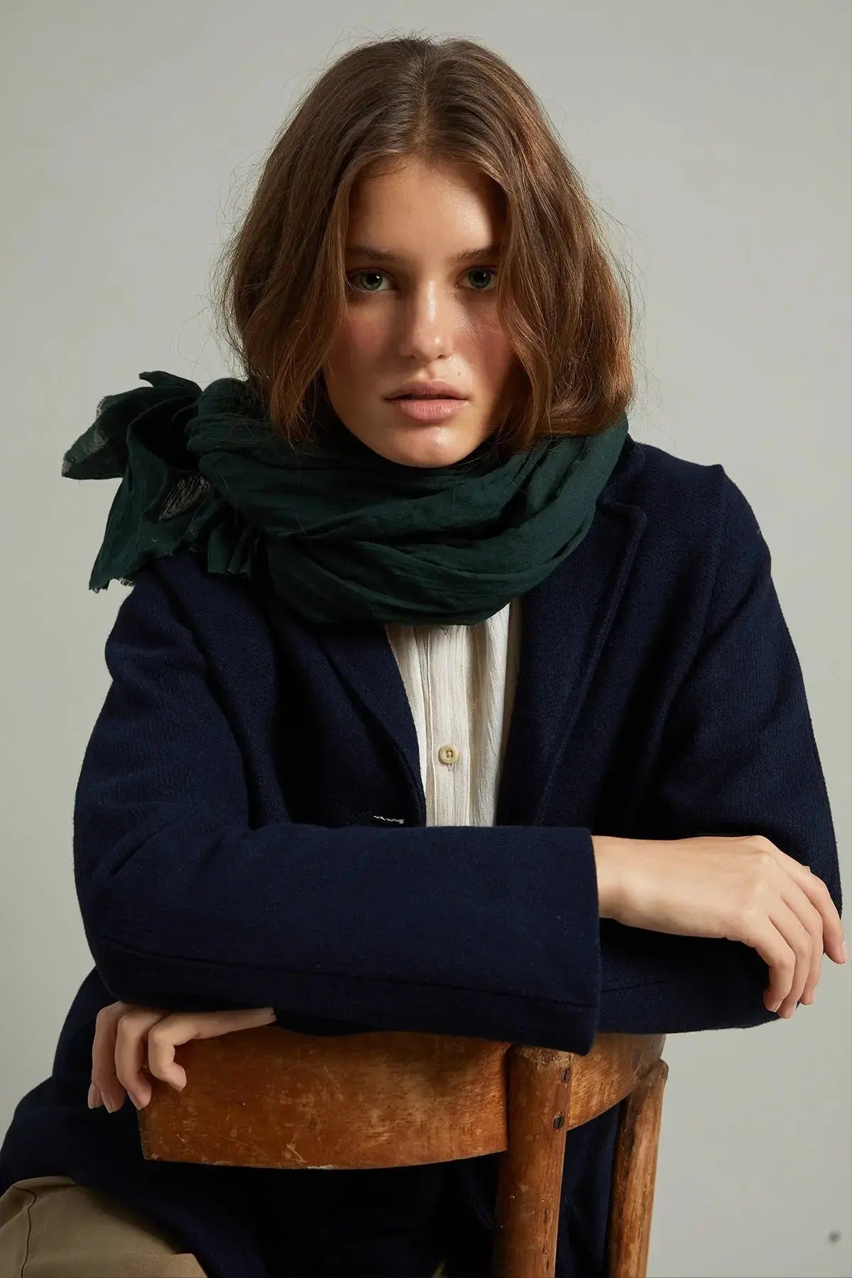 Organik Pamuk El Boyama Emerald Şal HARMONIOUS