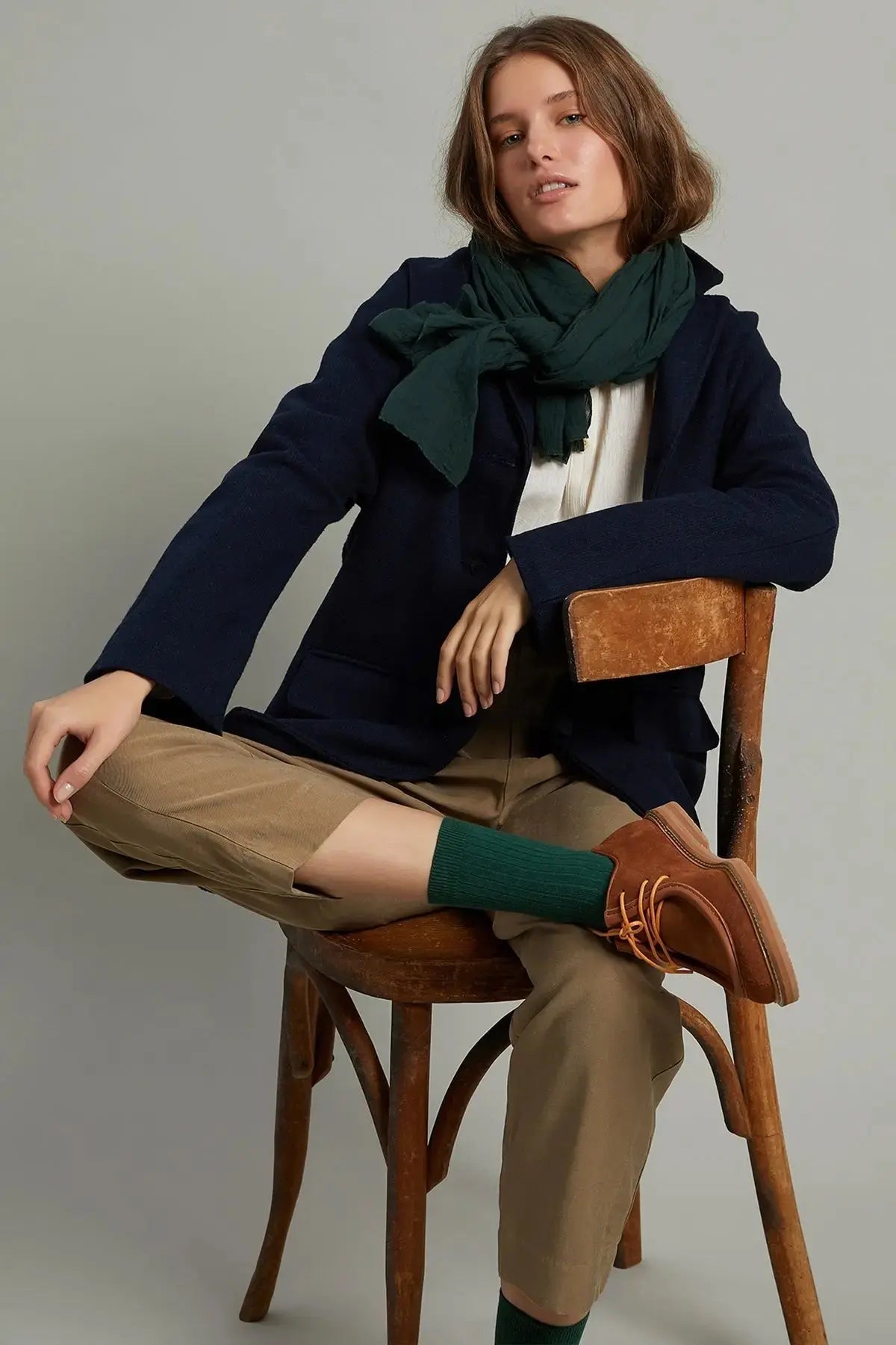 Organik Pamuk El Boyama Emerald Şal HARMONIOUS