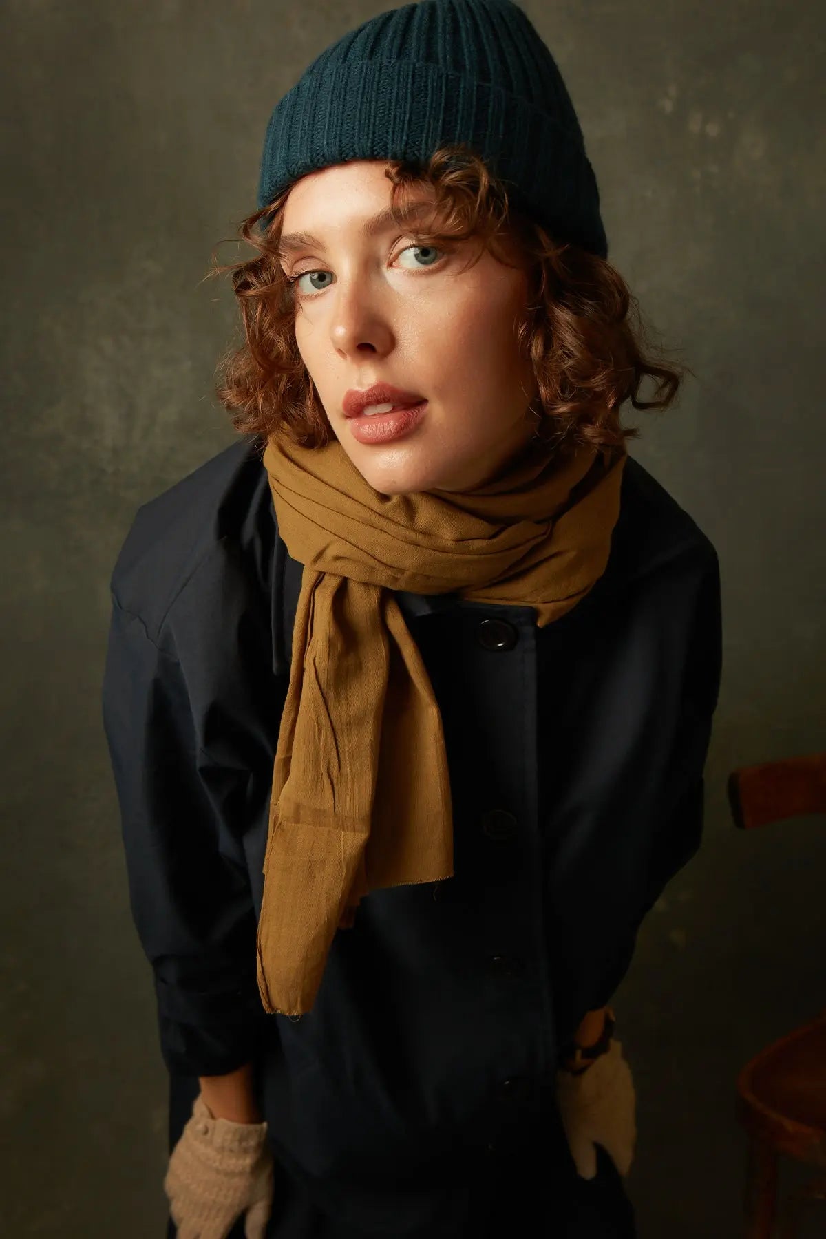 Organik Pamuk El Boyama Koyu Nude Şal HARMONIOUS