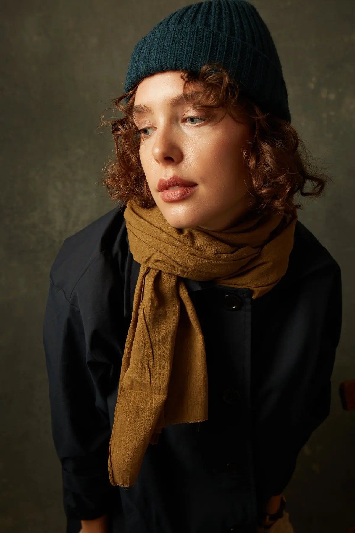 Organik Pamuk El Boyama Koyu Nude Şal HARMONIOUS