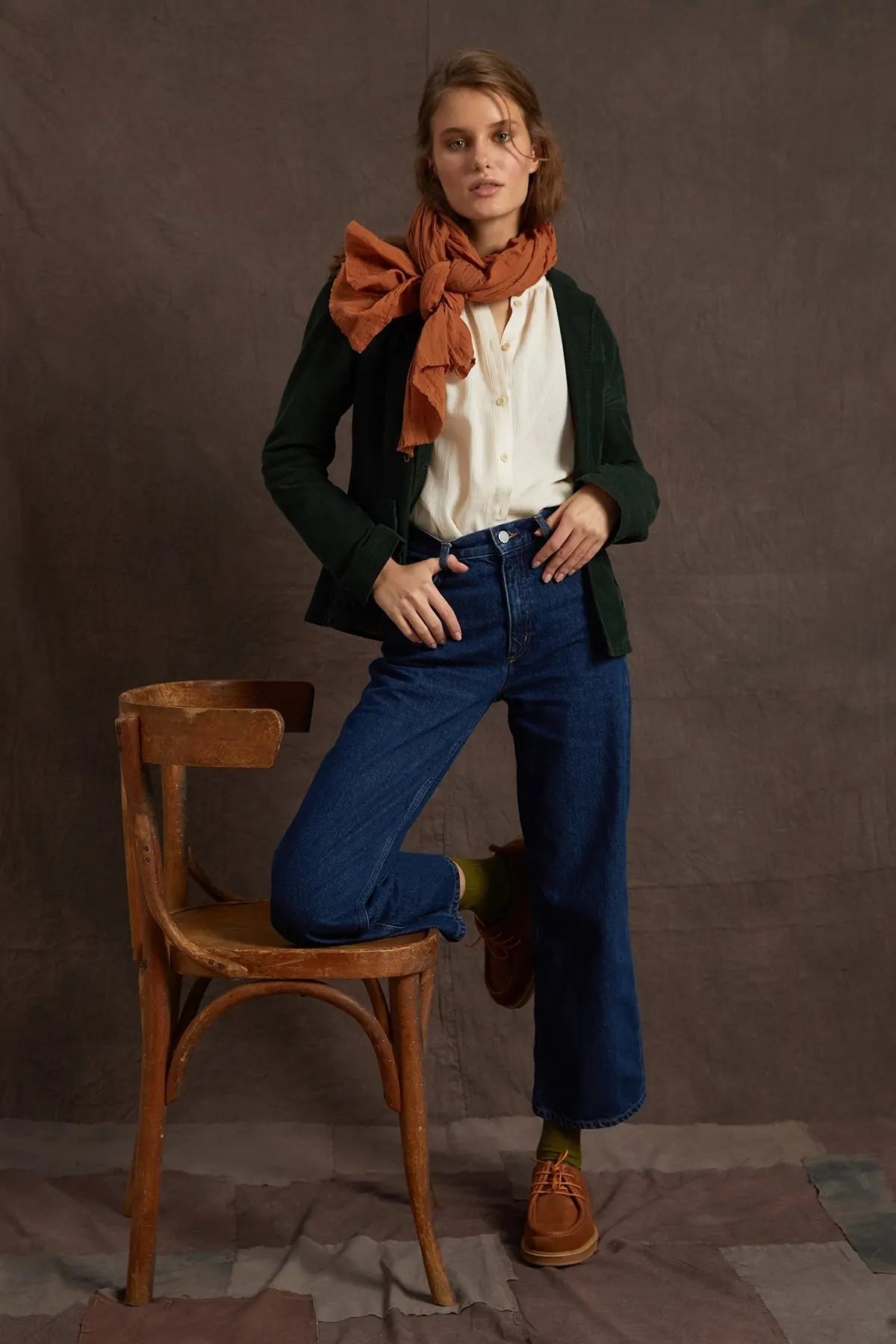 Organik Pamuk El Boyama Şal Otantik Tarçın HARMONIOUS